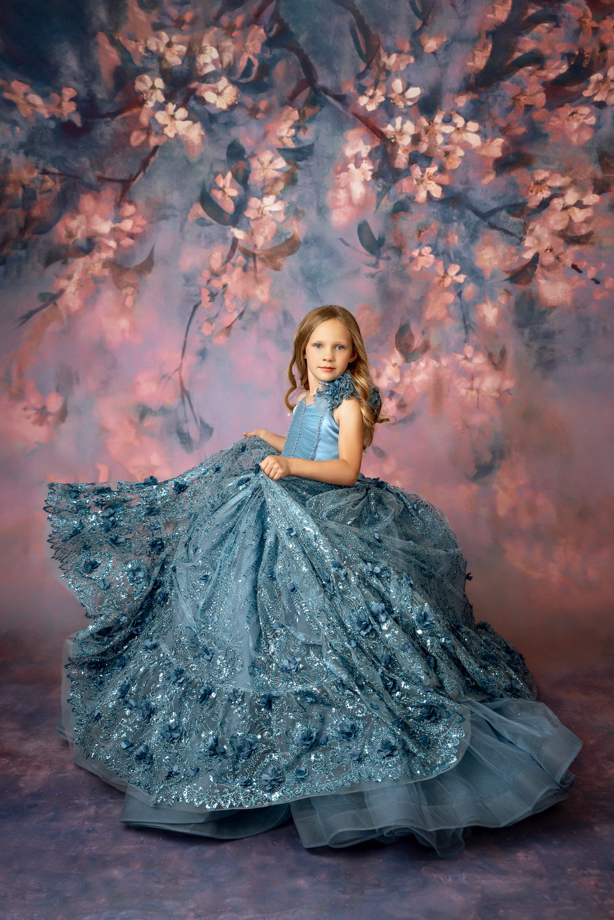 Often spoken Inclined Duchess rental dresses for photography sessions: "Sadie" in Slate Blue Floor length  gown (7 year- petite 8 year) BENTLEY AND LACE- GOWNS FOR PHOTOGRAPHY AND  EVENTS. | Bentley and Lace