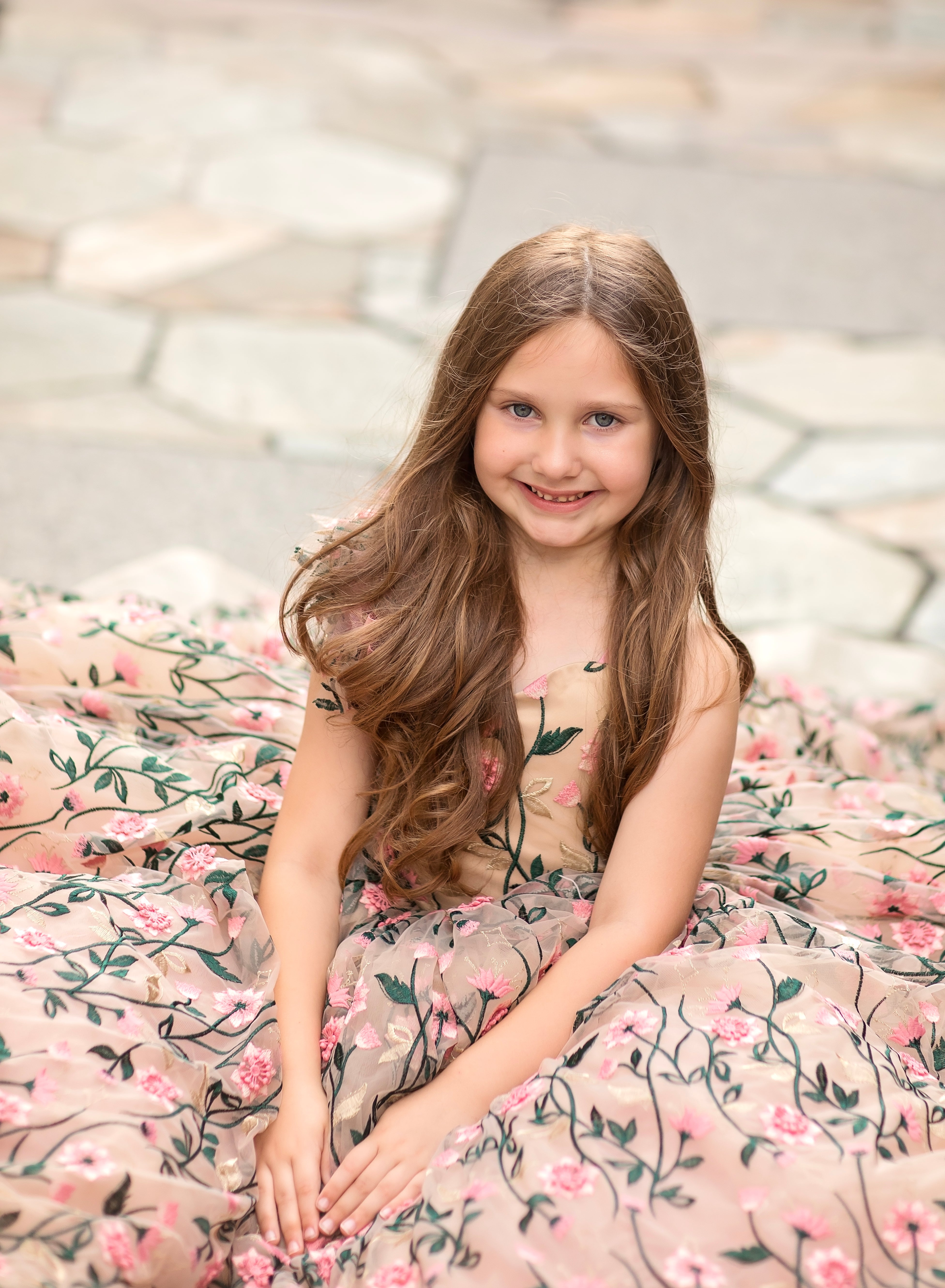 "Dance of the blooms" - Floor Length ( 5 Year - Petite 6 Year)