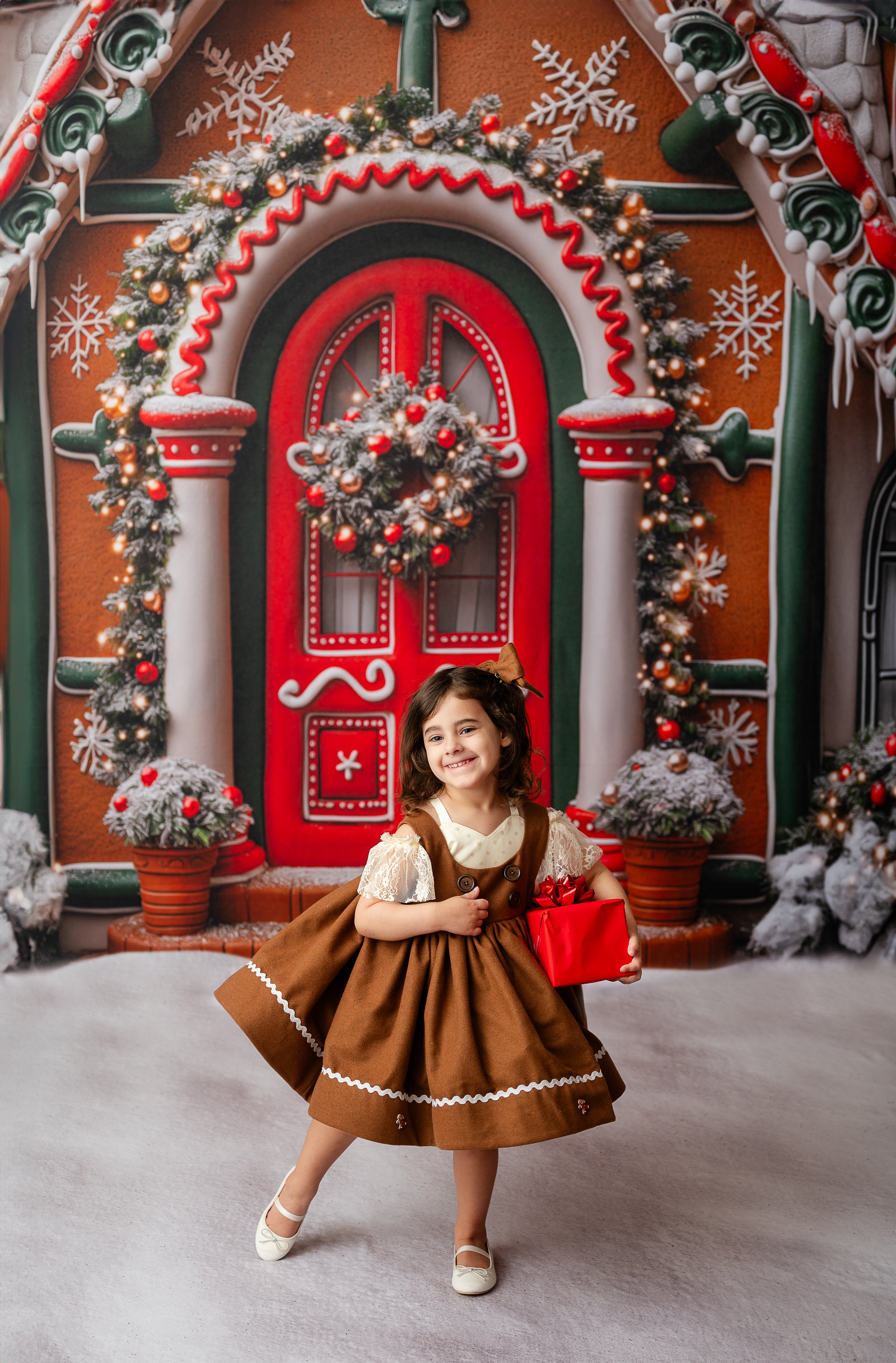 Gingerbread Vintage Length Dress Set (5-7 Years) | Includes Dress, Apron & Bow