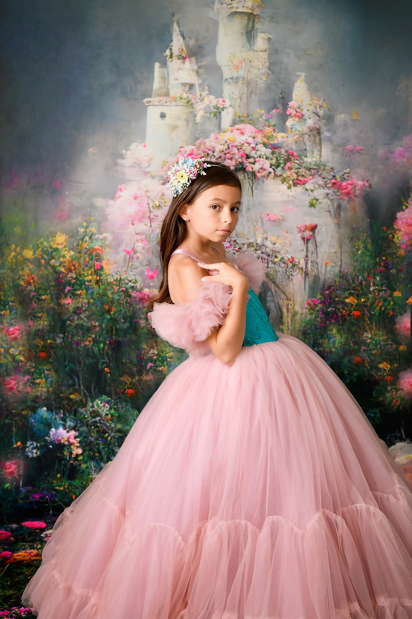 You're a Jewel-floor long gown -off shoulder details (6- 7 year) sold rts