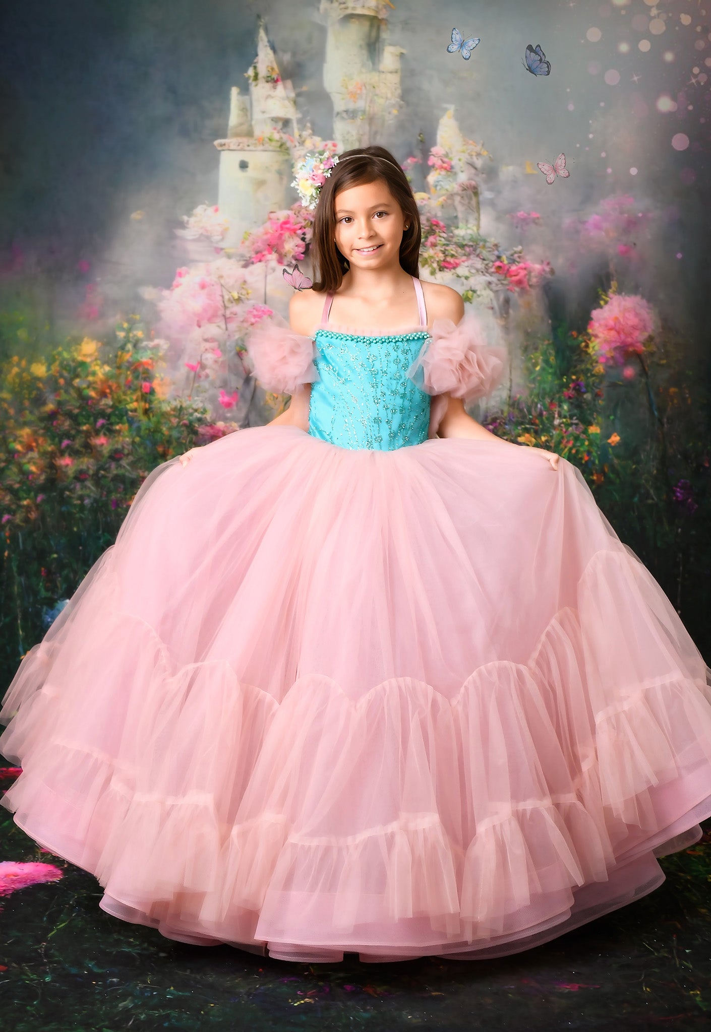 You're a Jewel-floor long gown -off shoulder details (6- 7 year) sold rts