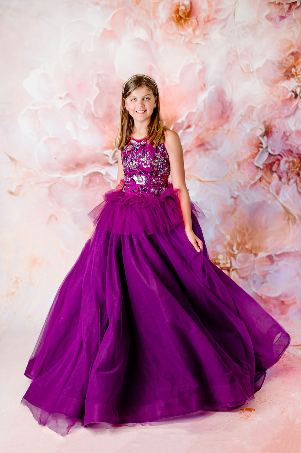 "Dazzling Merlot" - Floor Length Gown - (12 - 15 YEAR)