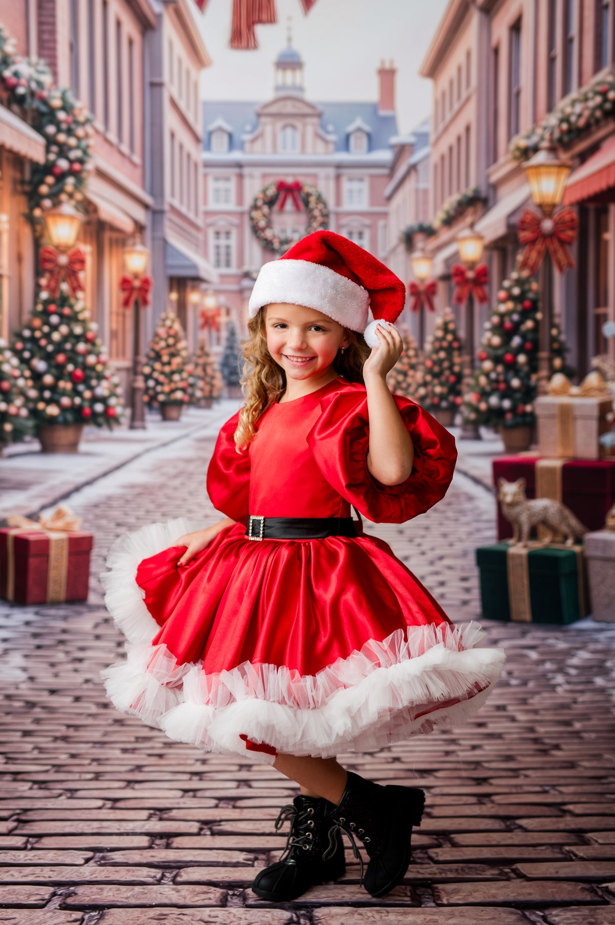 Bentley + Lace Merry & Bright girls couture holiday dress for Christmas photos