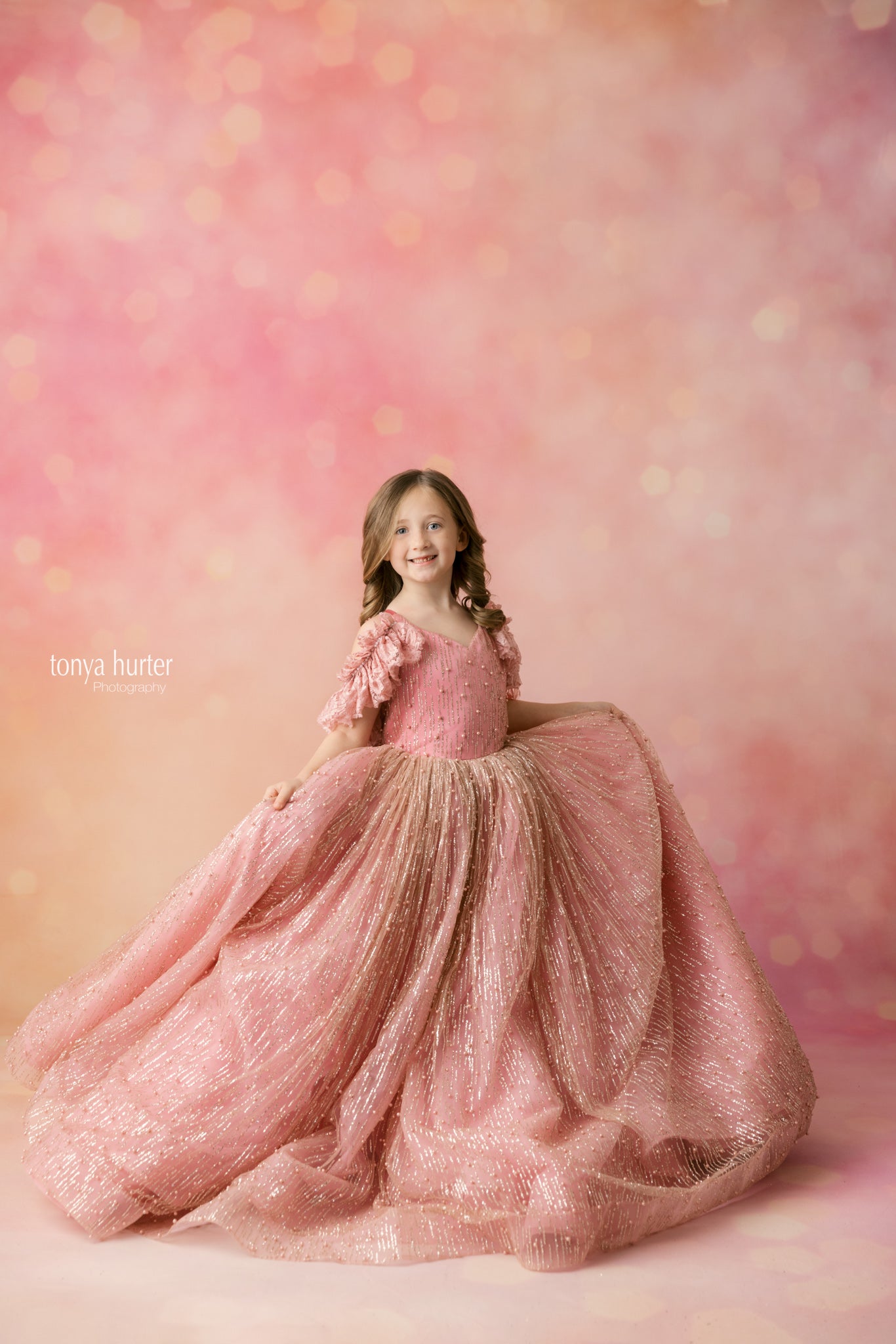 Dreamy Stassi Gown with V-Neck Bodice and Adjustable Elastic Back