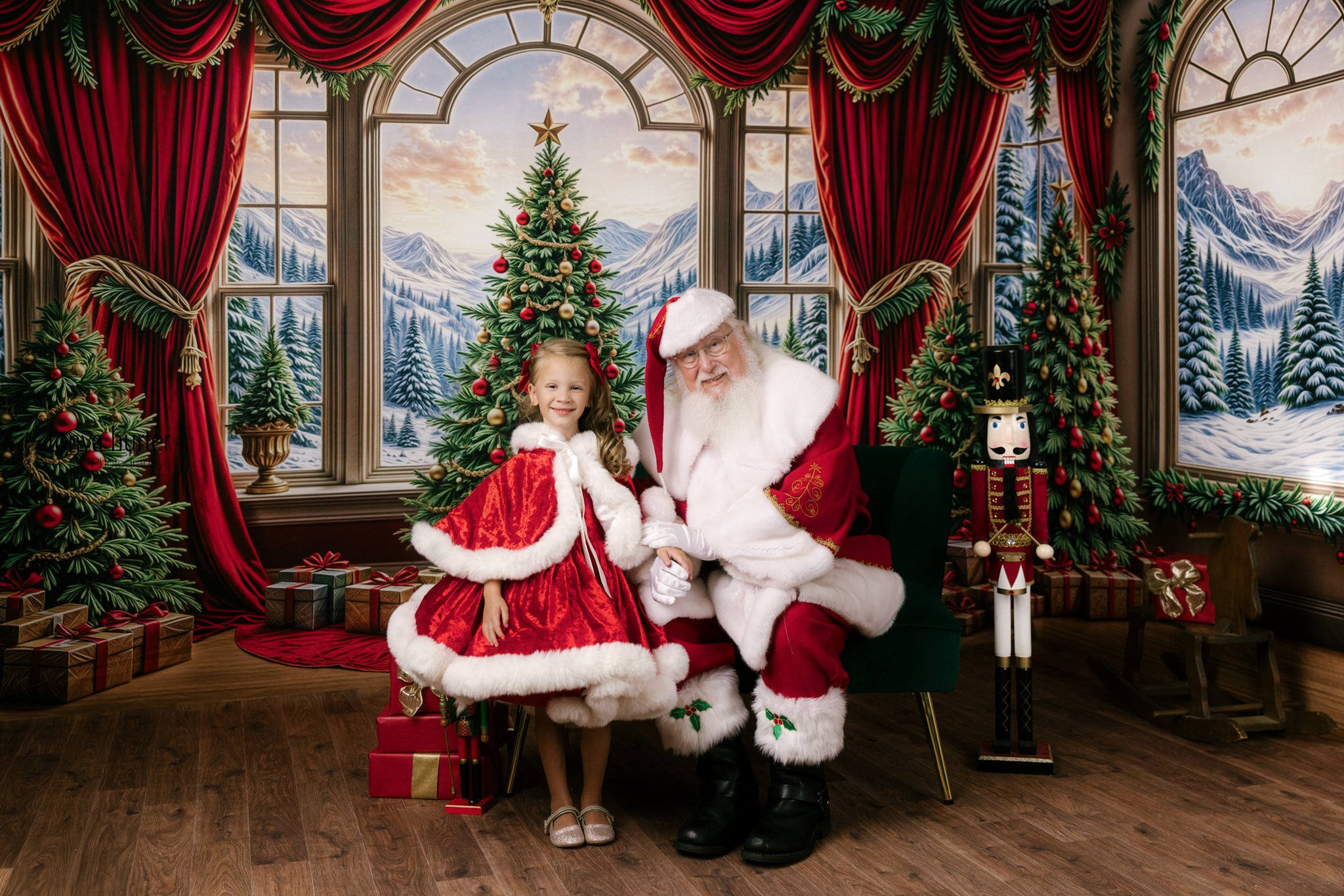 Mrs. Claus & Co. – Deluxe Holiday Dress Set (5–7 Years) | Includes Dress, Detachable Bow, Bodice & Cape