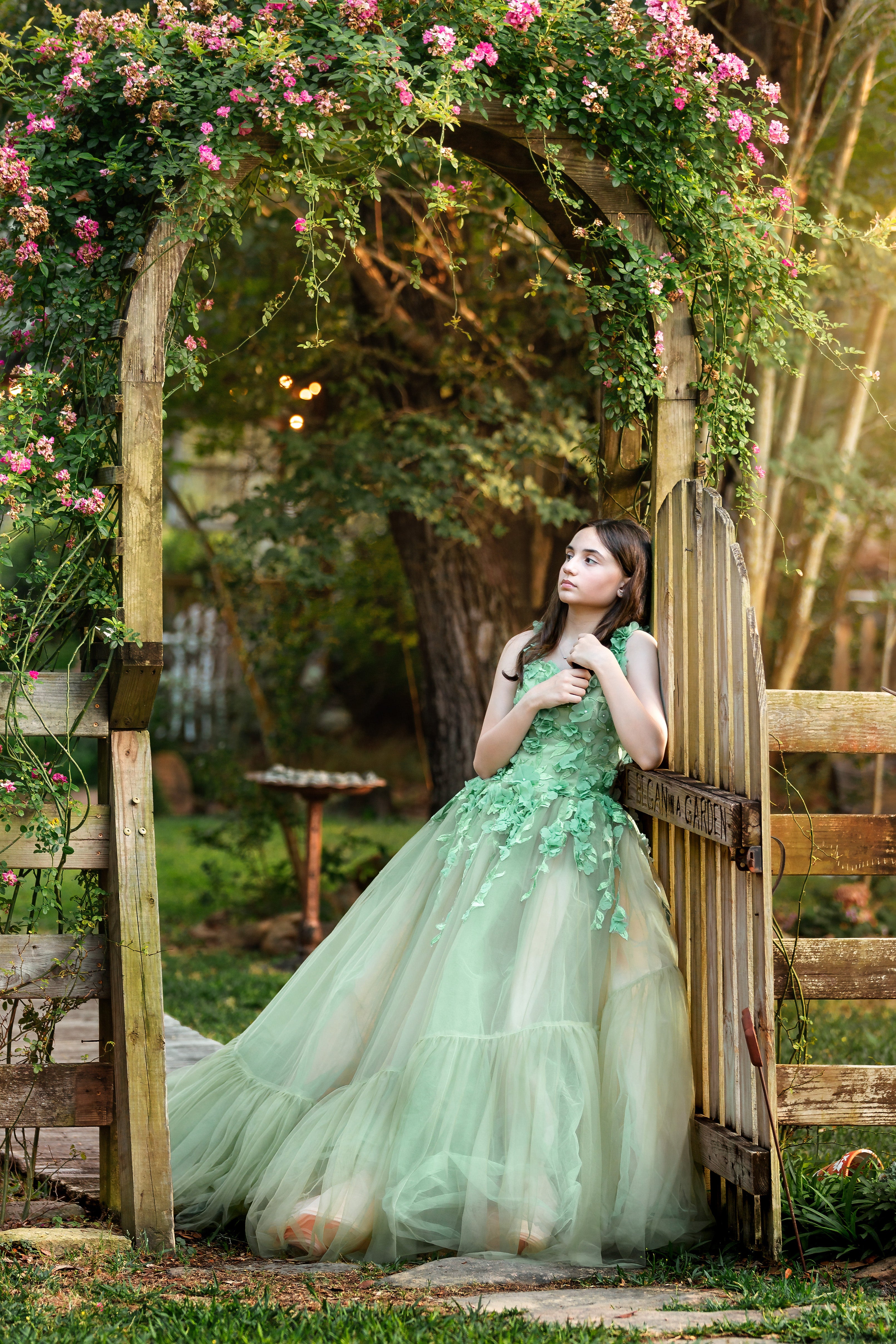"Sage Symphony " Couture Floor length gown (Adult 2-8)