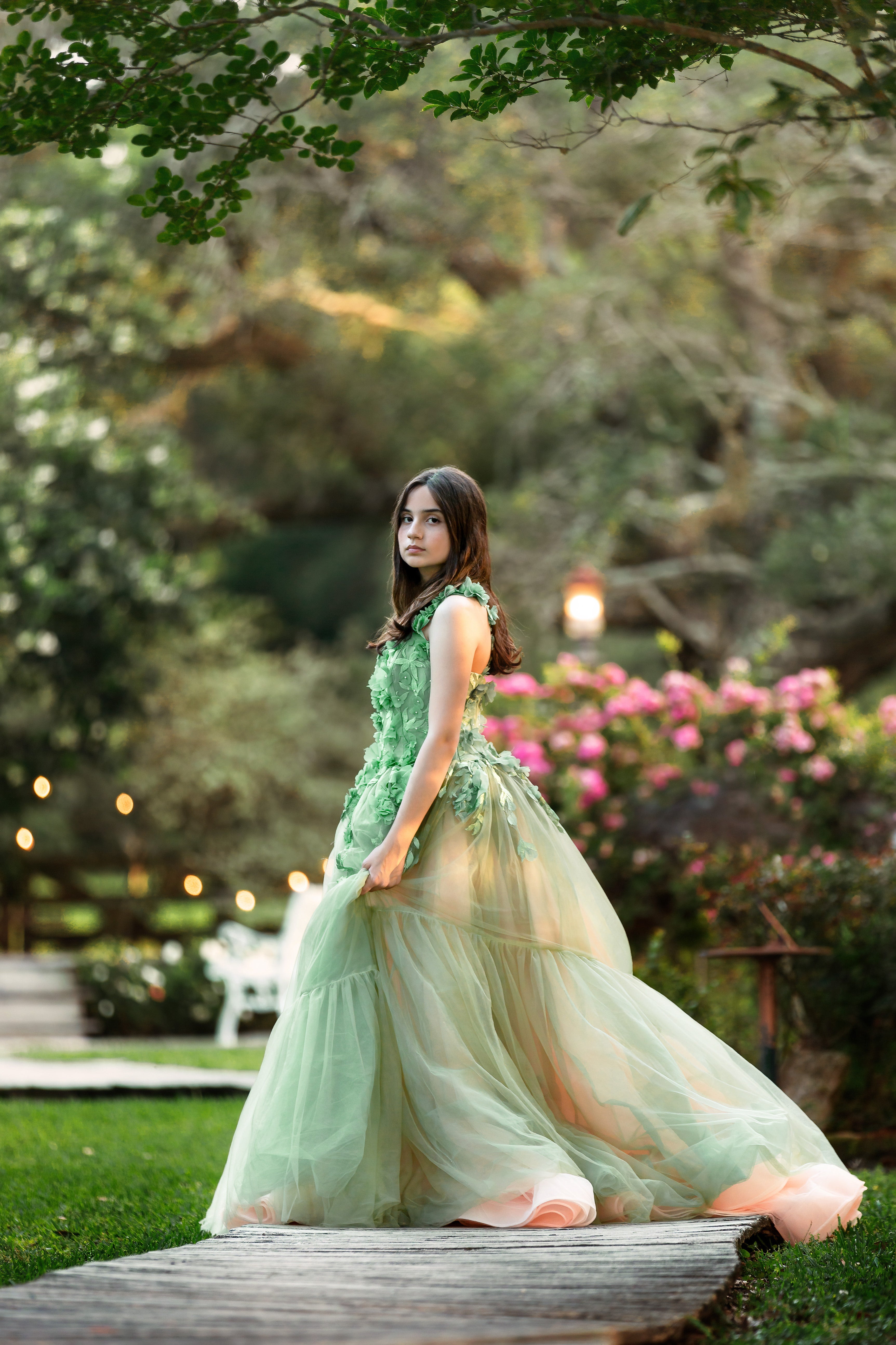 "Sage Symphony " Couture Floor length gown (Adult 2-8)