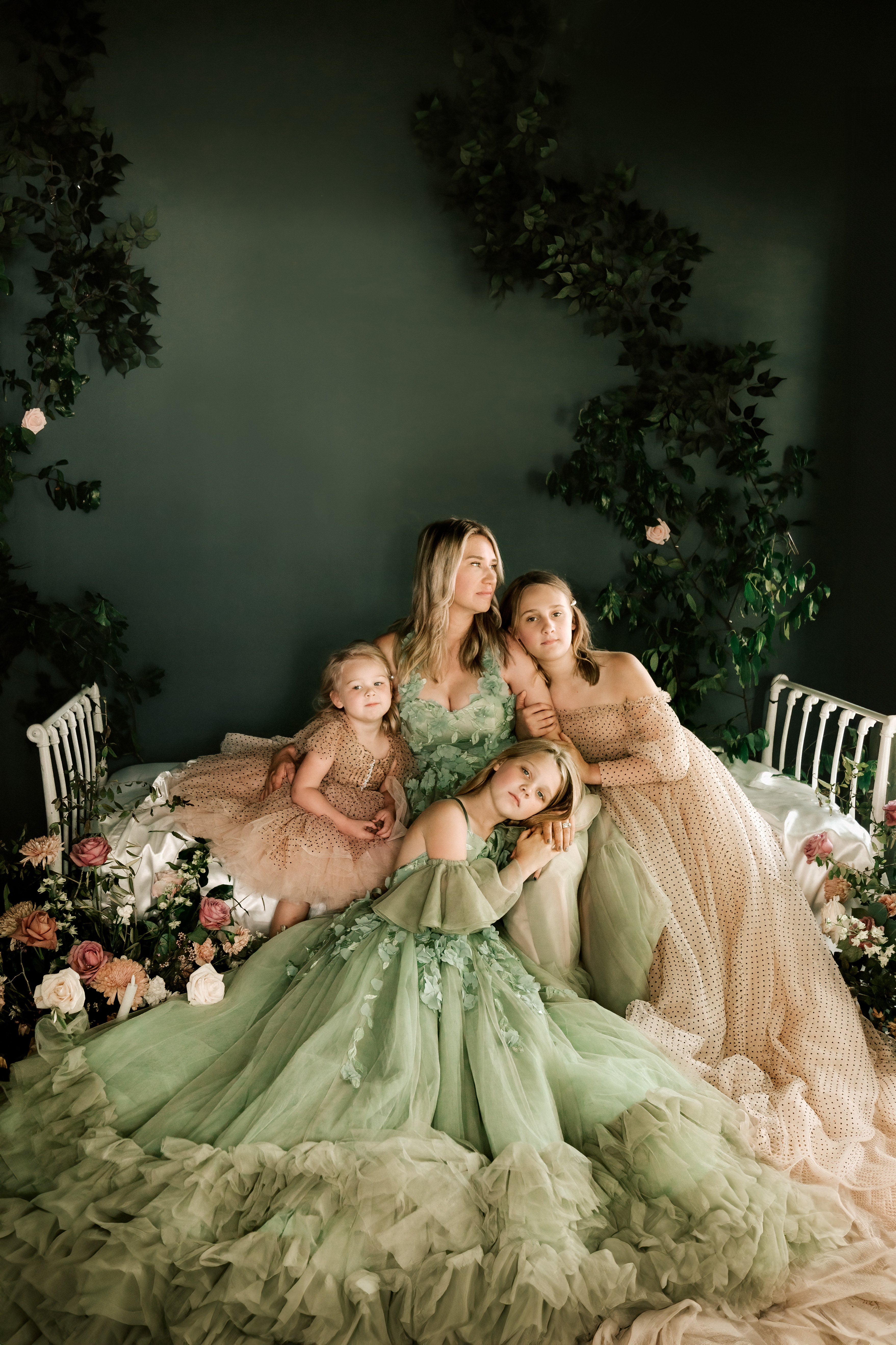 "Sage Symphony " Couture Floor length gown (Adult 2-8)