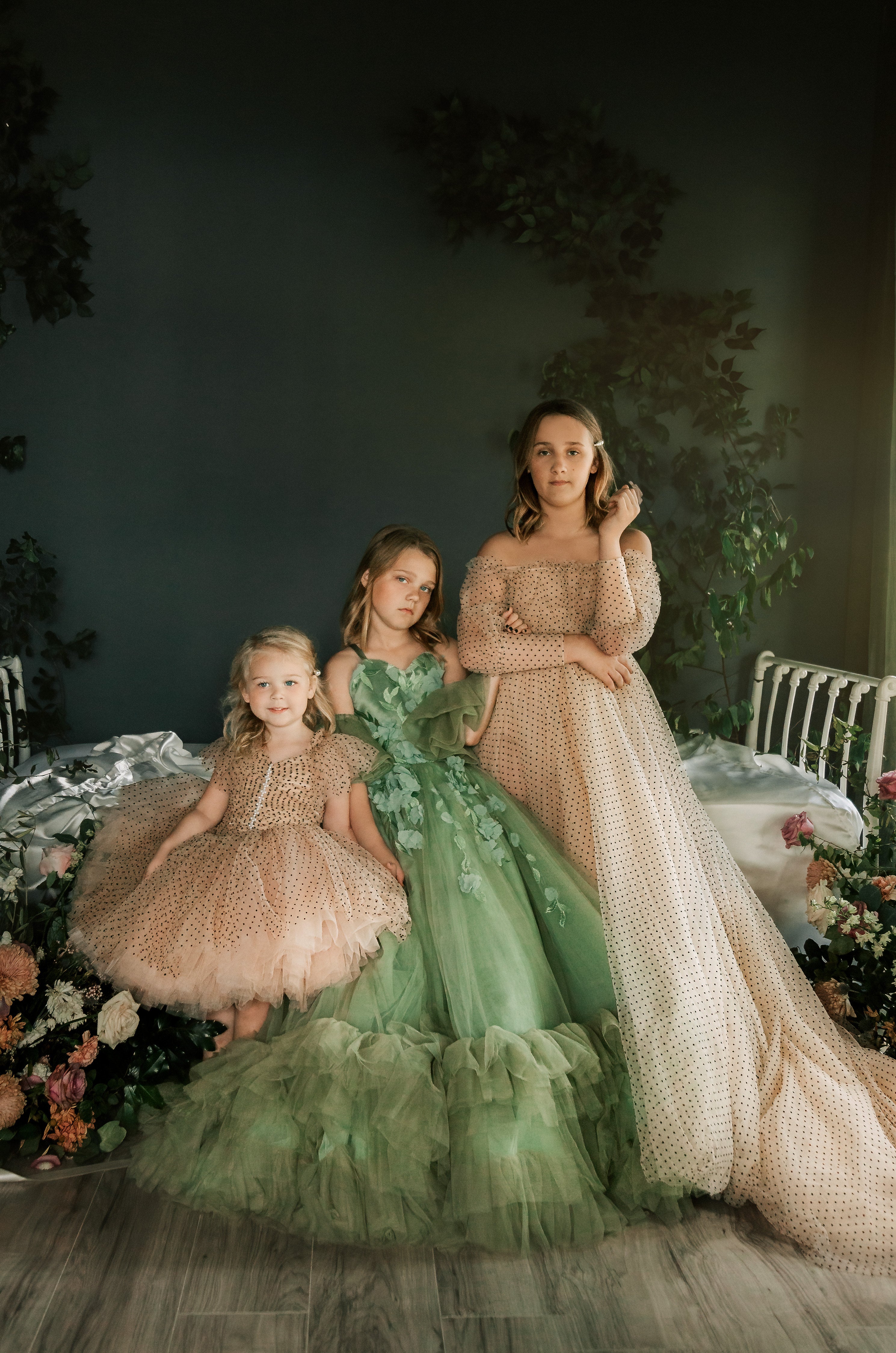 "Sage Symphony " Couture Floor length gown (Adult 2-8)