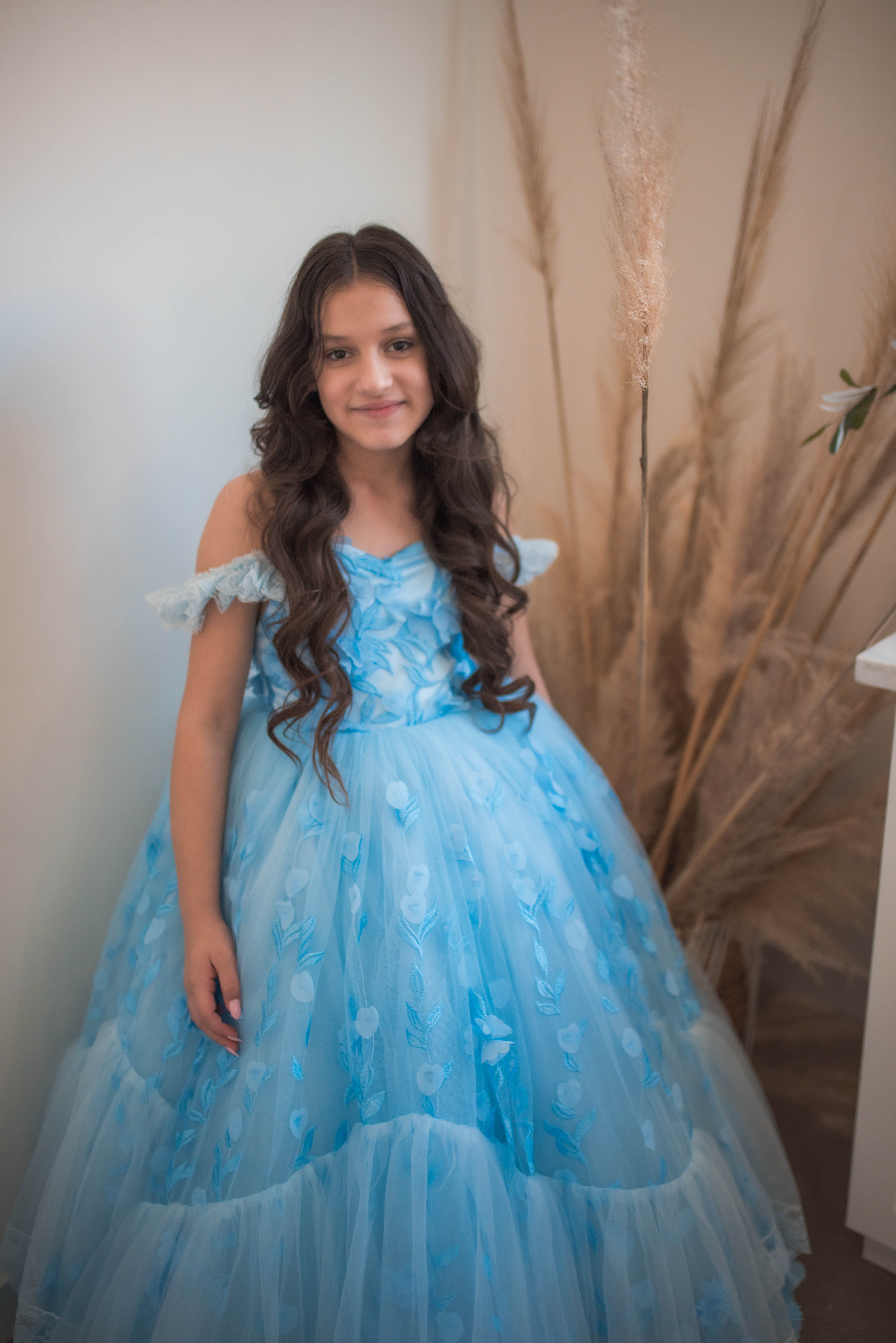 Madeleine- floor long gown -Off shoulder details (6 Year-7 year)