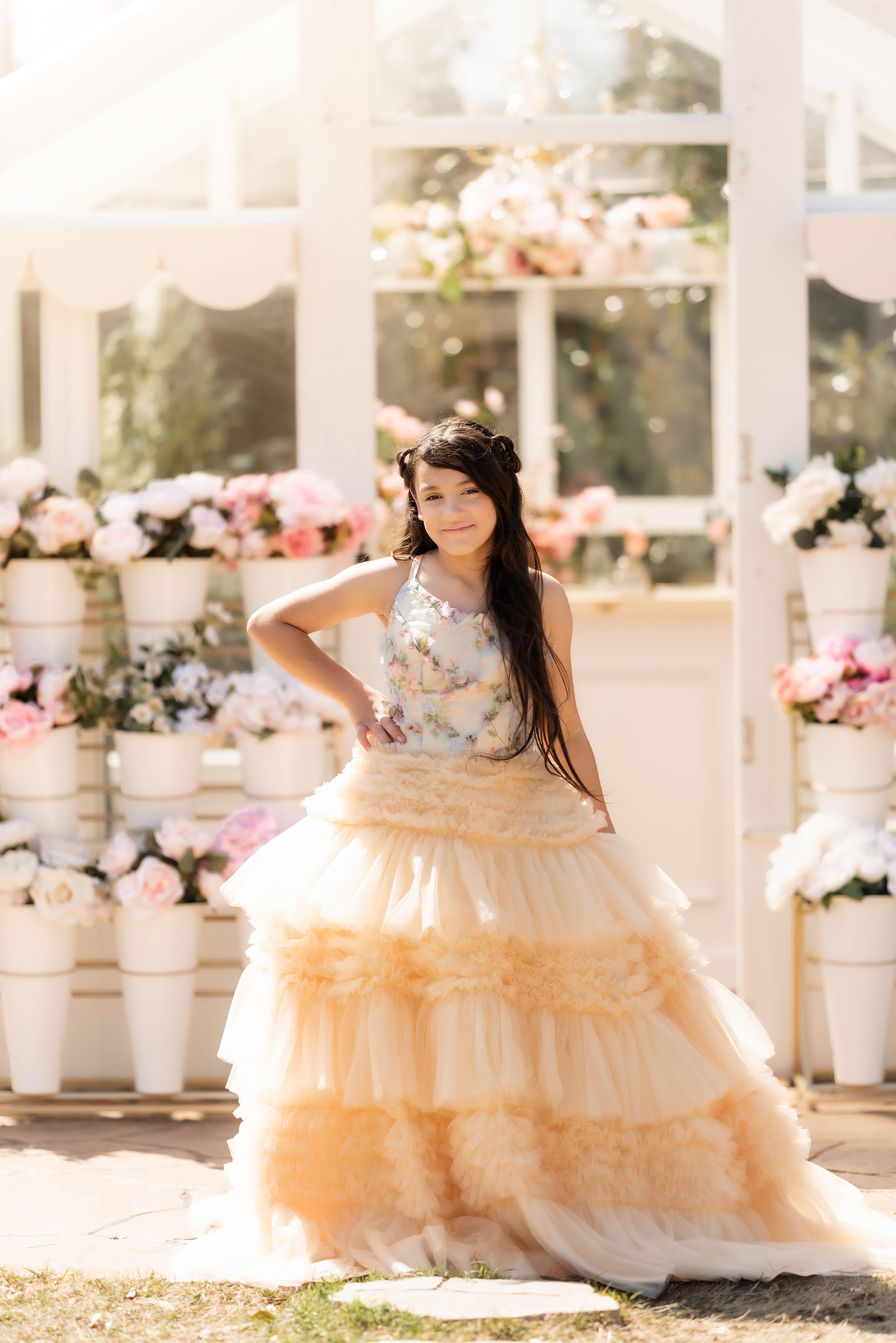 New "Meadow Bloom" Couture Floor length gown (11 Year - Petite 16 Year)