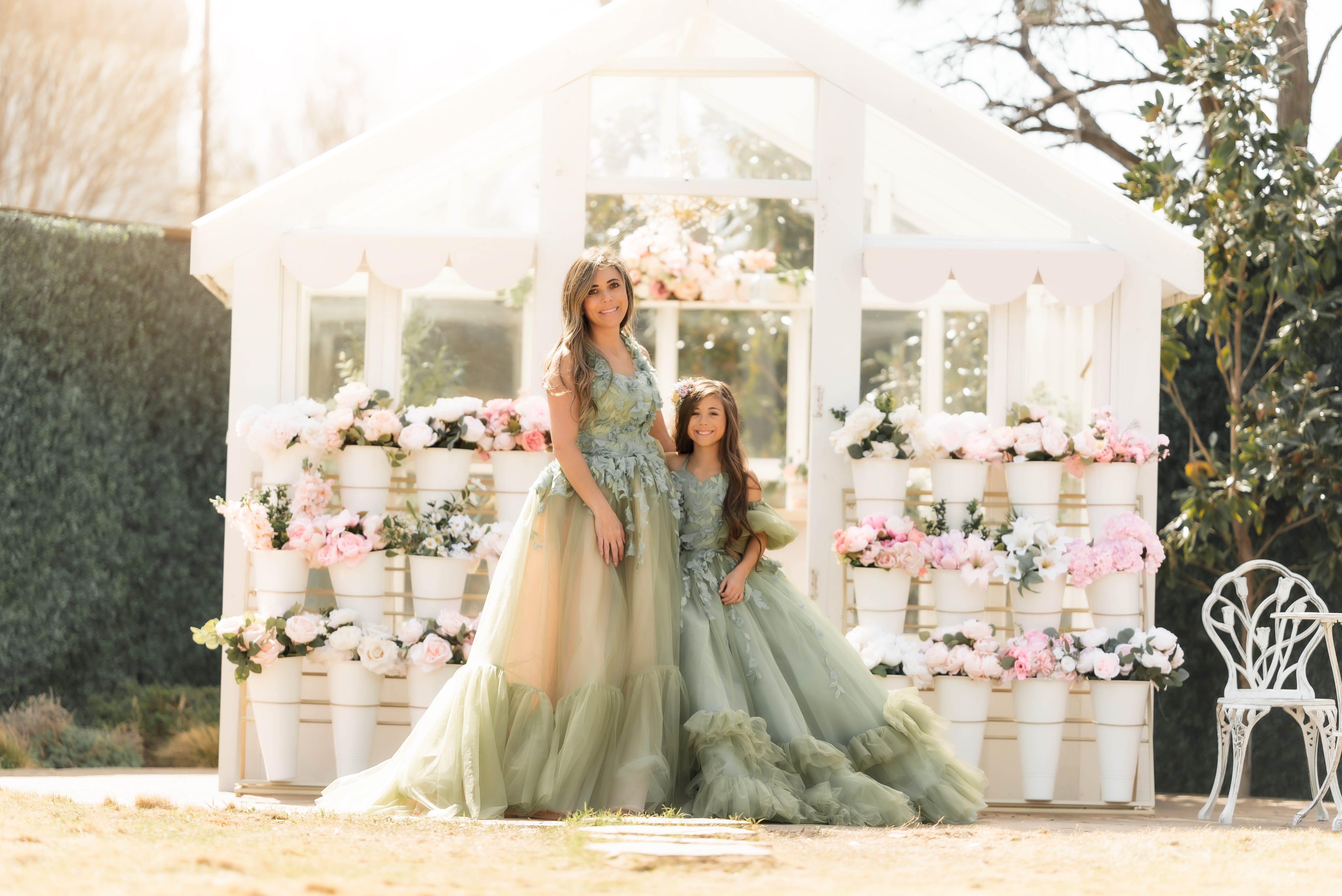 EUC RETRIED RENTAL "Sage Symphony " Couture Floor length gown ( 7 Year - Petite 9 Year)