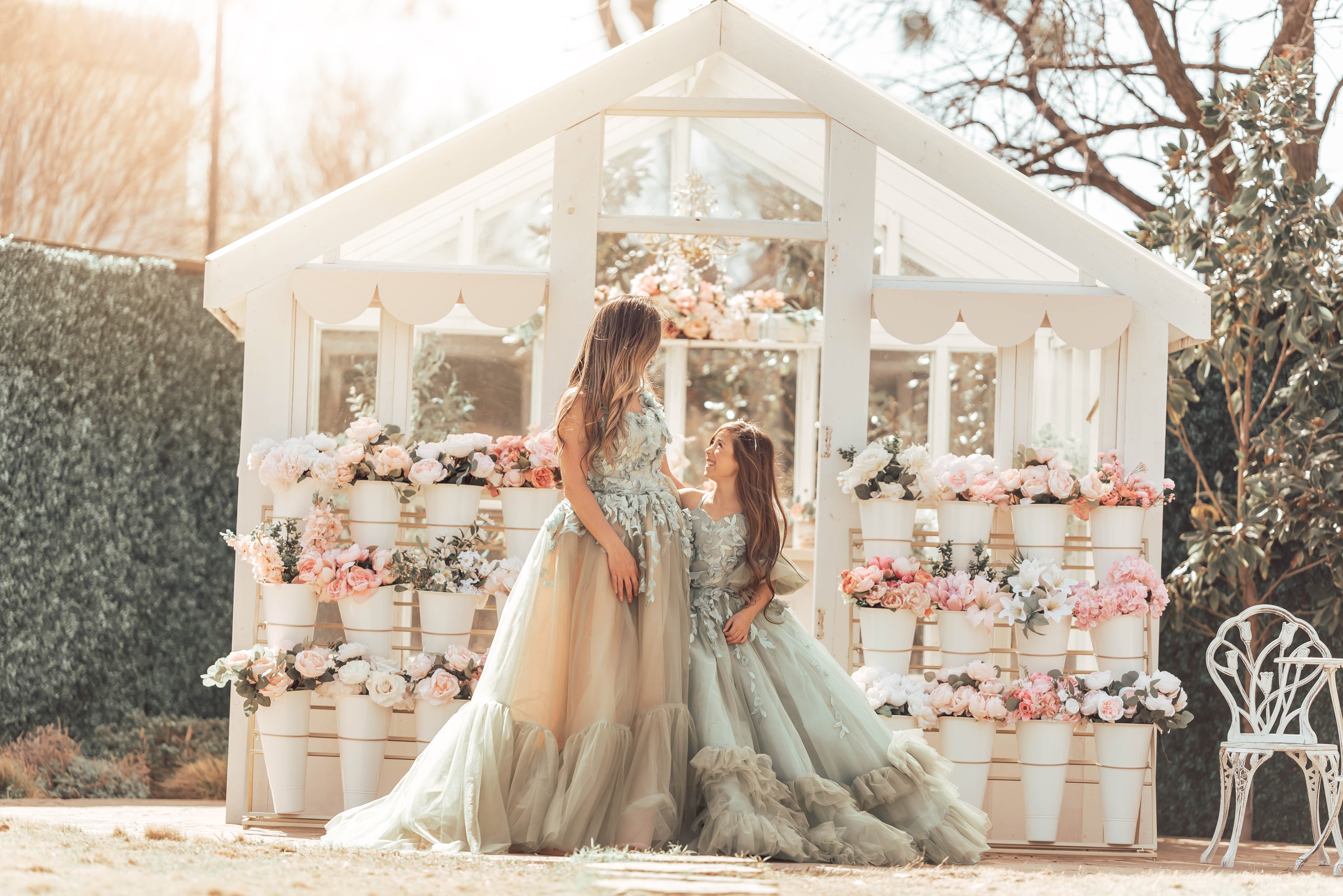 EUC RETRIED RENTAL "Sage Symphony " Couture Floor length gown ( 7 Year - Petite 9 Year)