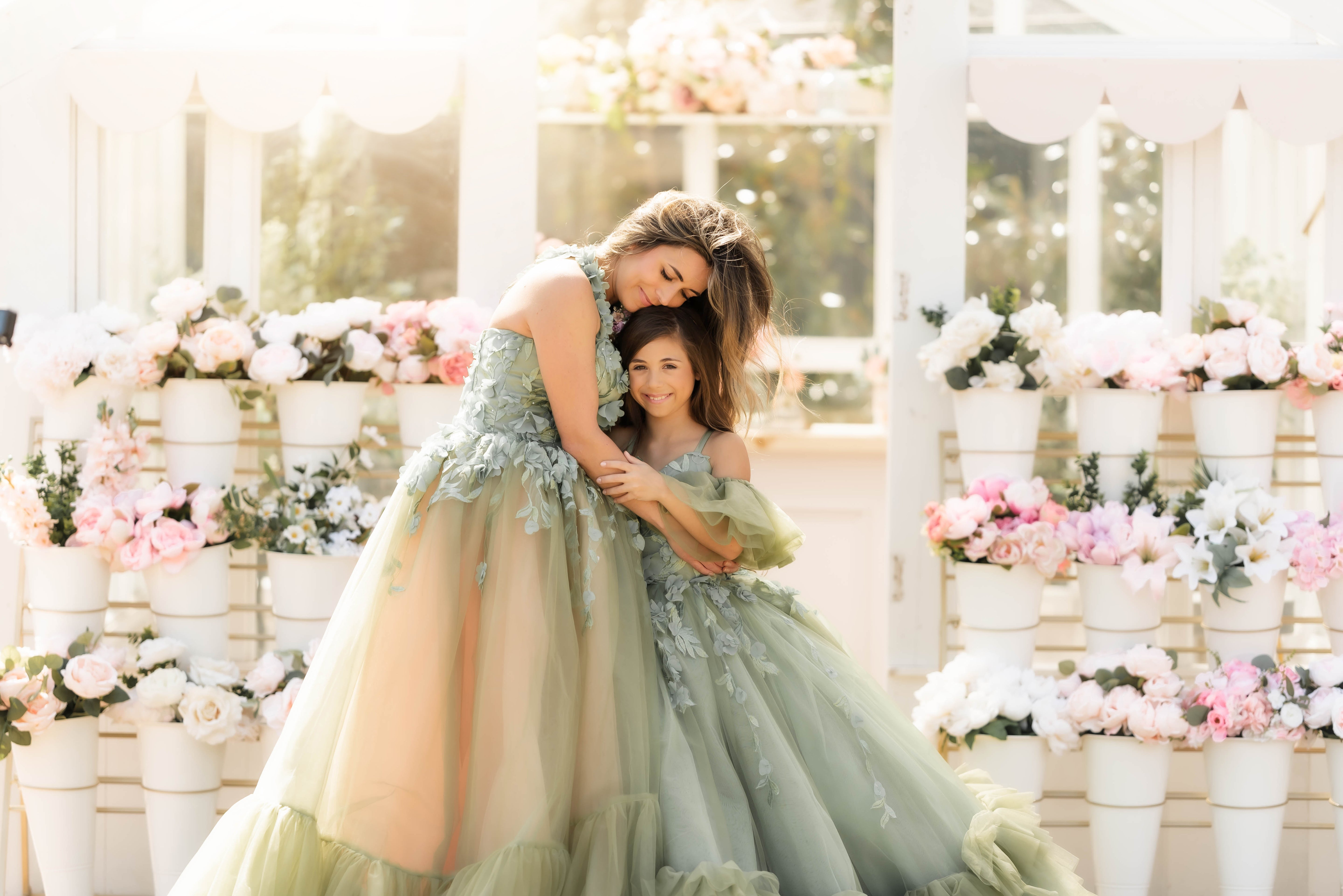 EUC RETRIED RENTAL "Sage Symphony " Couture Floor length gown ( 7 Year - Petite 9 Year)