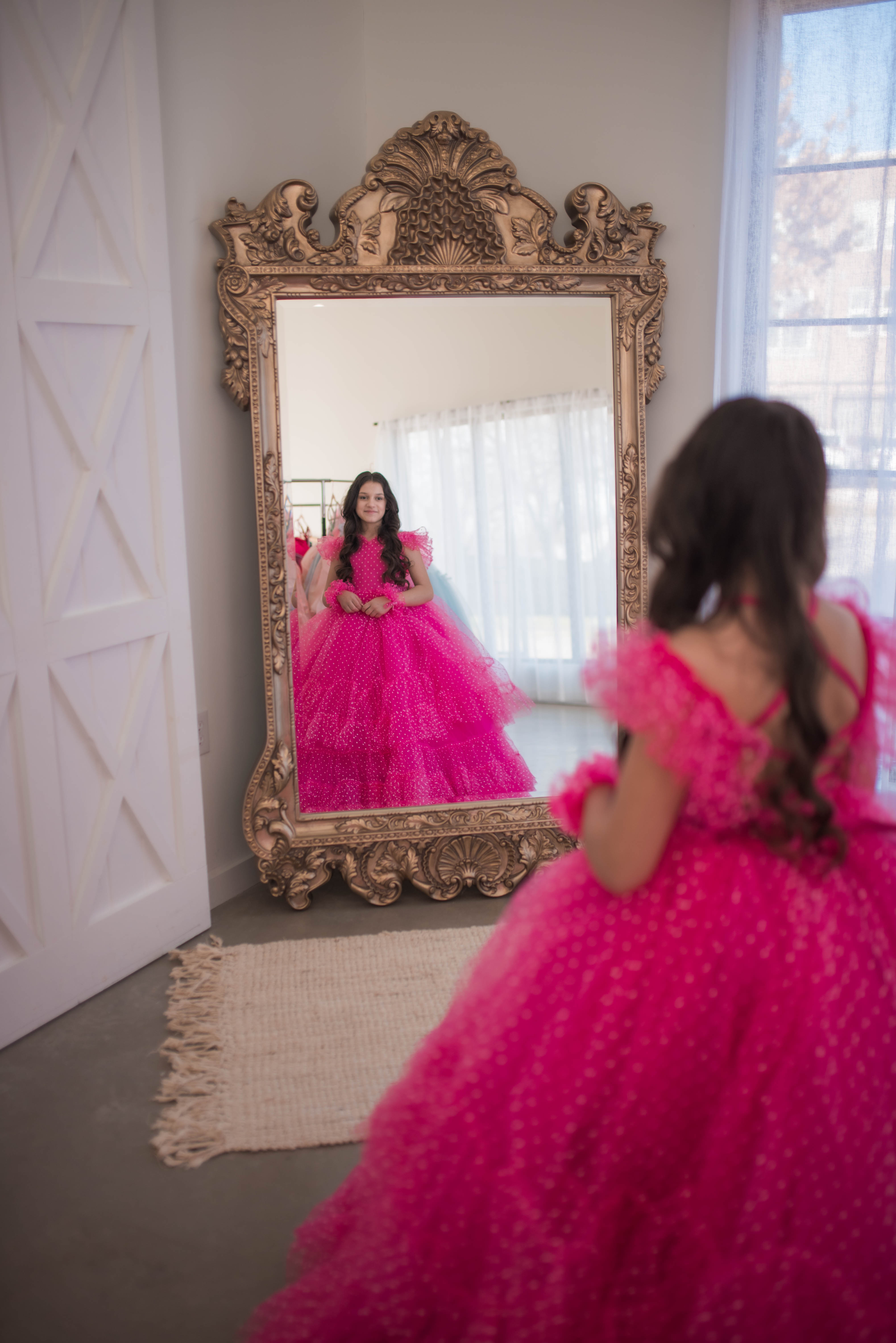 Swish Dots Couture Gown -pink- Floor length dress (12 Year - 14 Year)