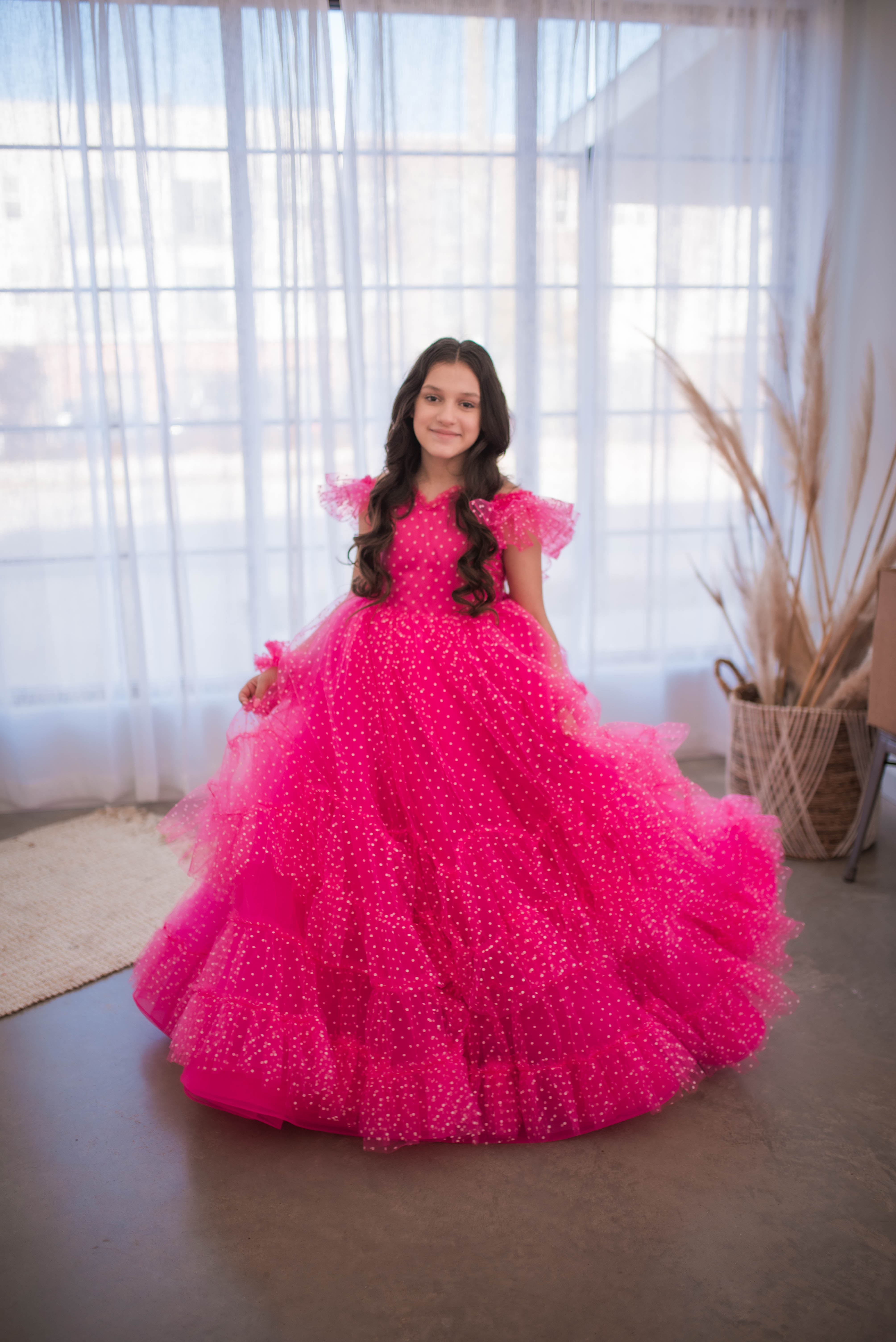 Swish Dots Couture Gown -pink- Floor length dress (12 Year - 14 Year)