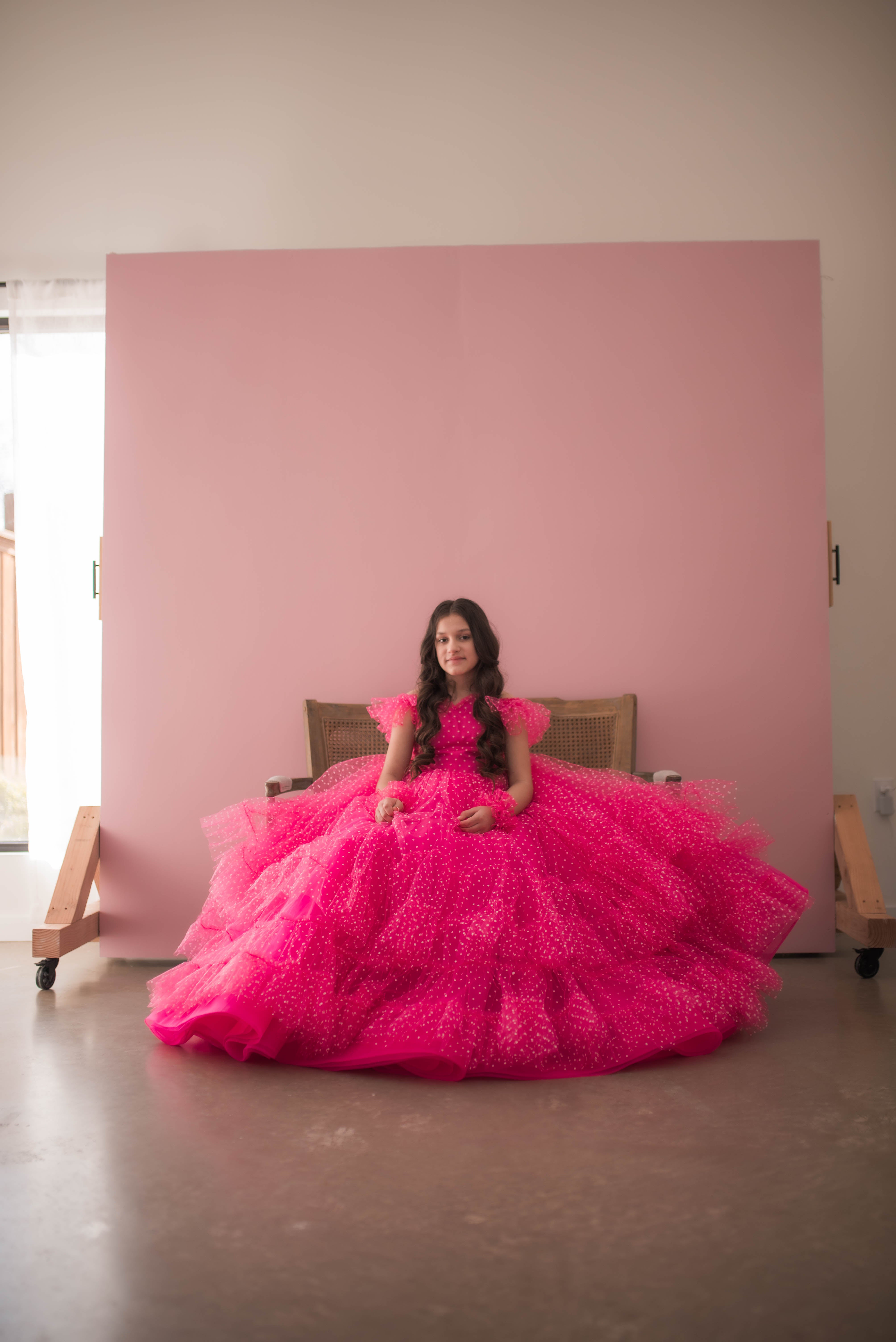 Swish Dots Couture Gown -pink- Floor length dress (12 Year - 14 Year)