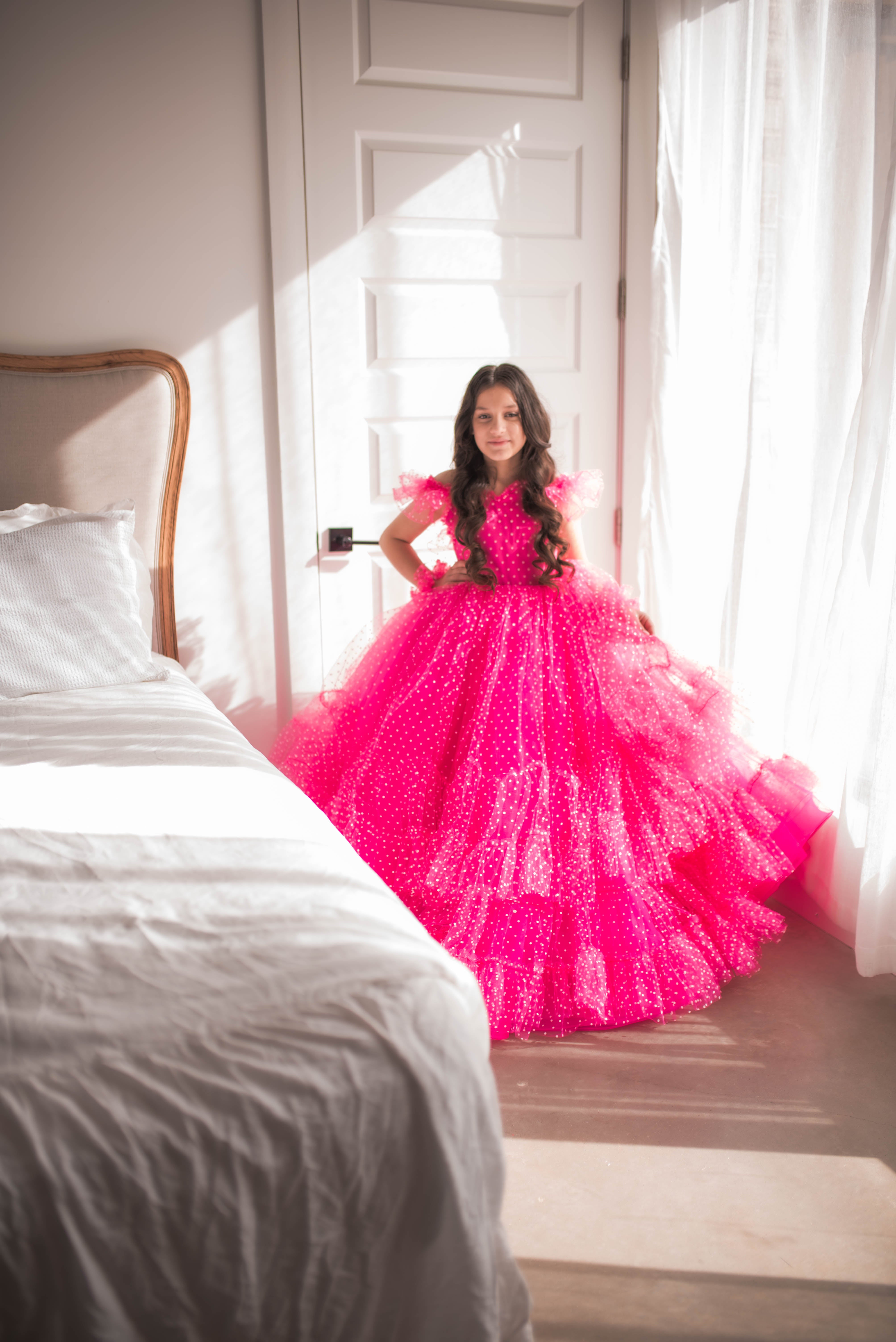 Swish Dots Couture Gown -pink- Floor length dress (12 Year - 14 Year)