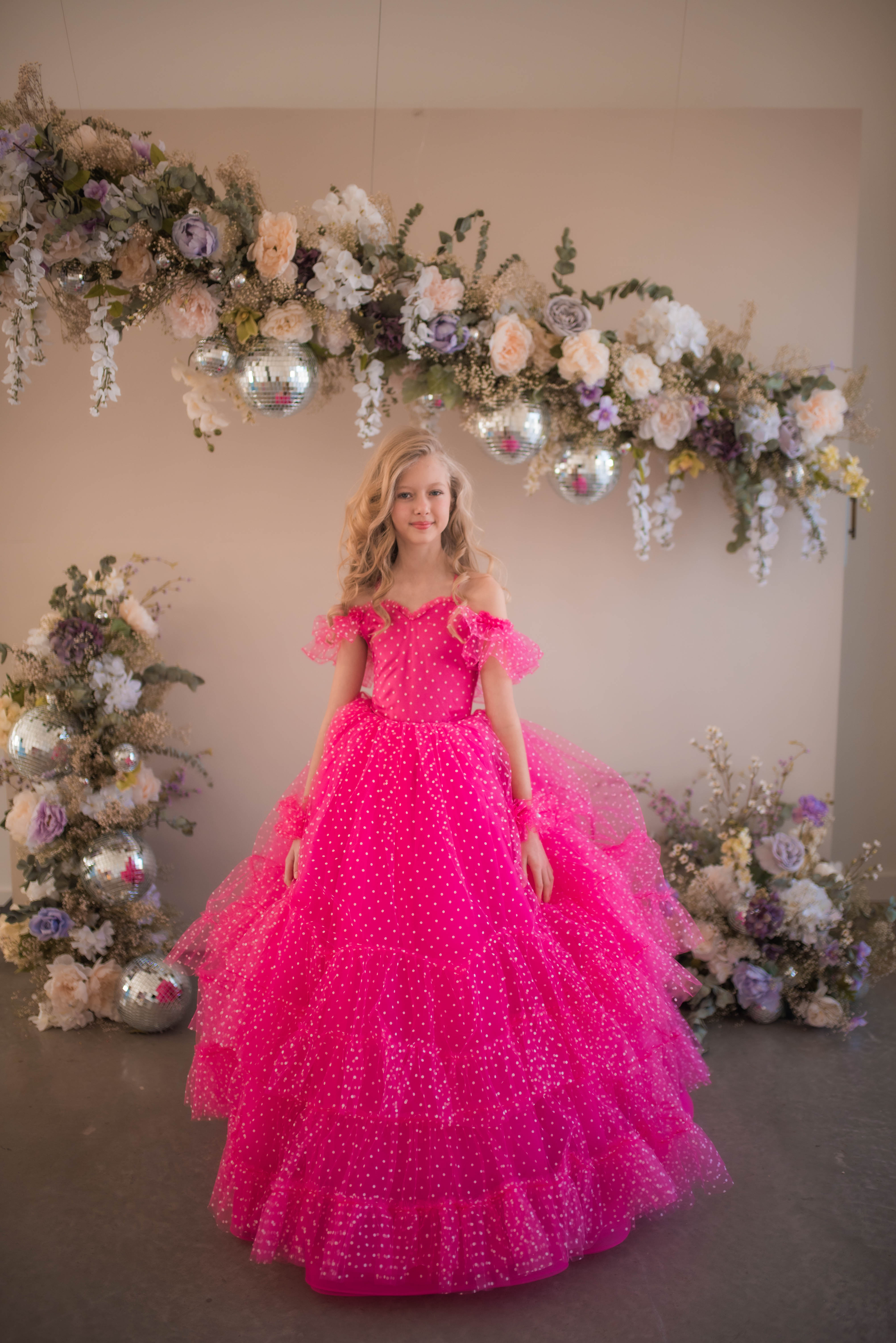Swish Dots Couture Gown -pink- Floor length dress (12 Year - 14 Year)