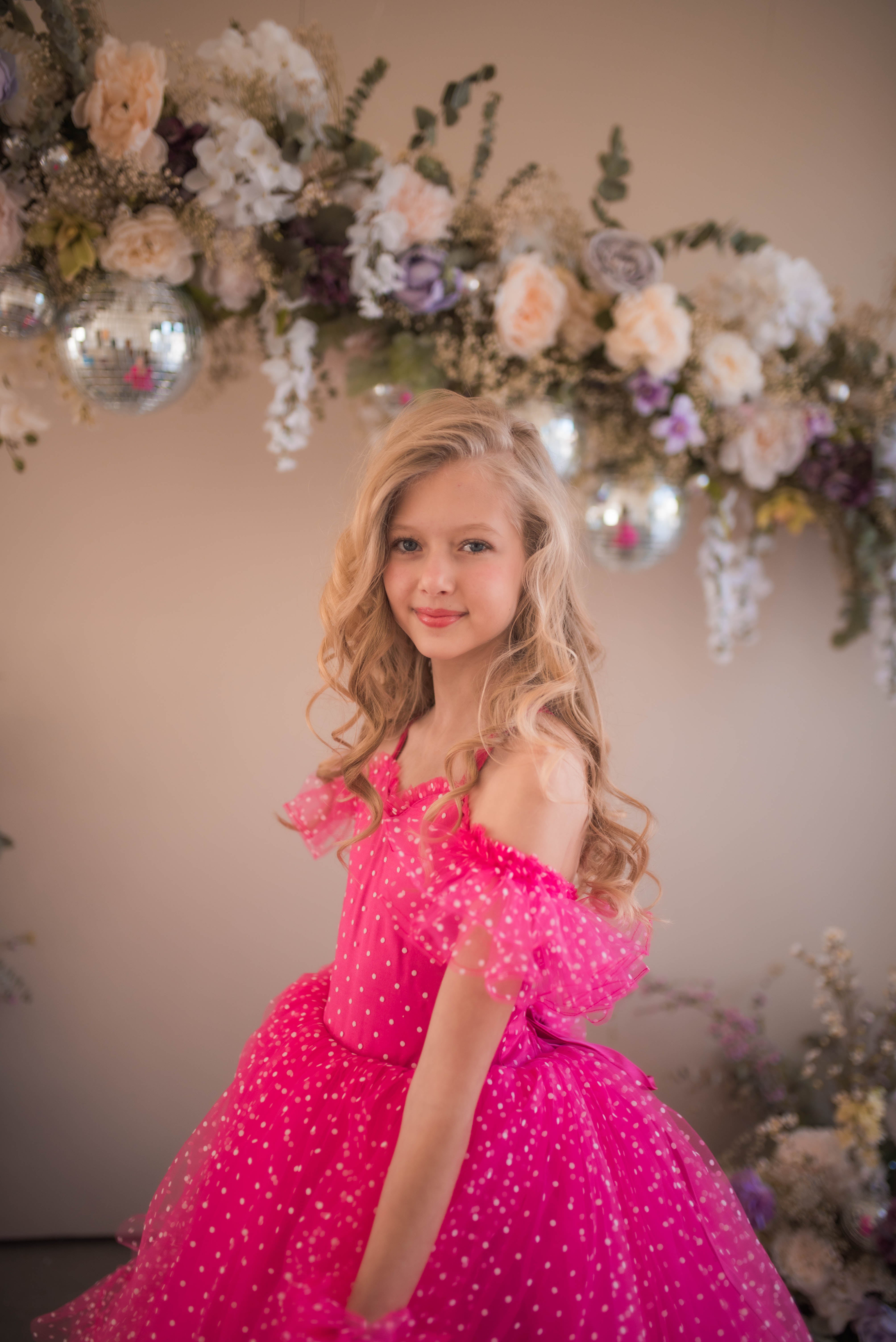 Swish Dots Couture Gown -pink- Floor length dress (12 Year - 14 Year)
