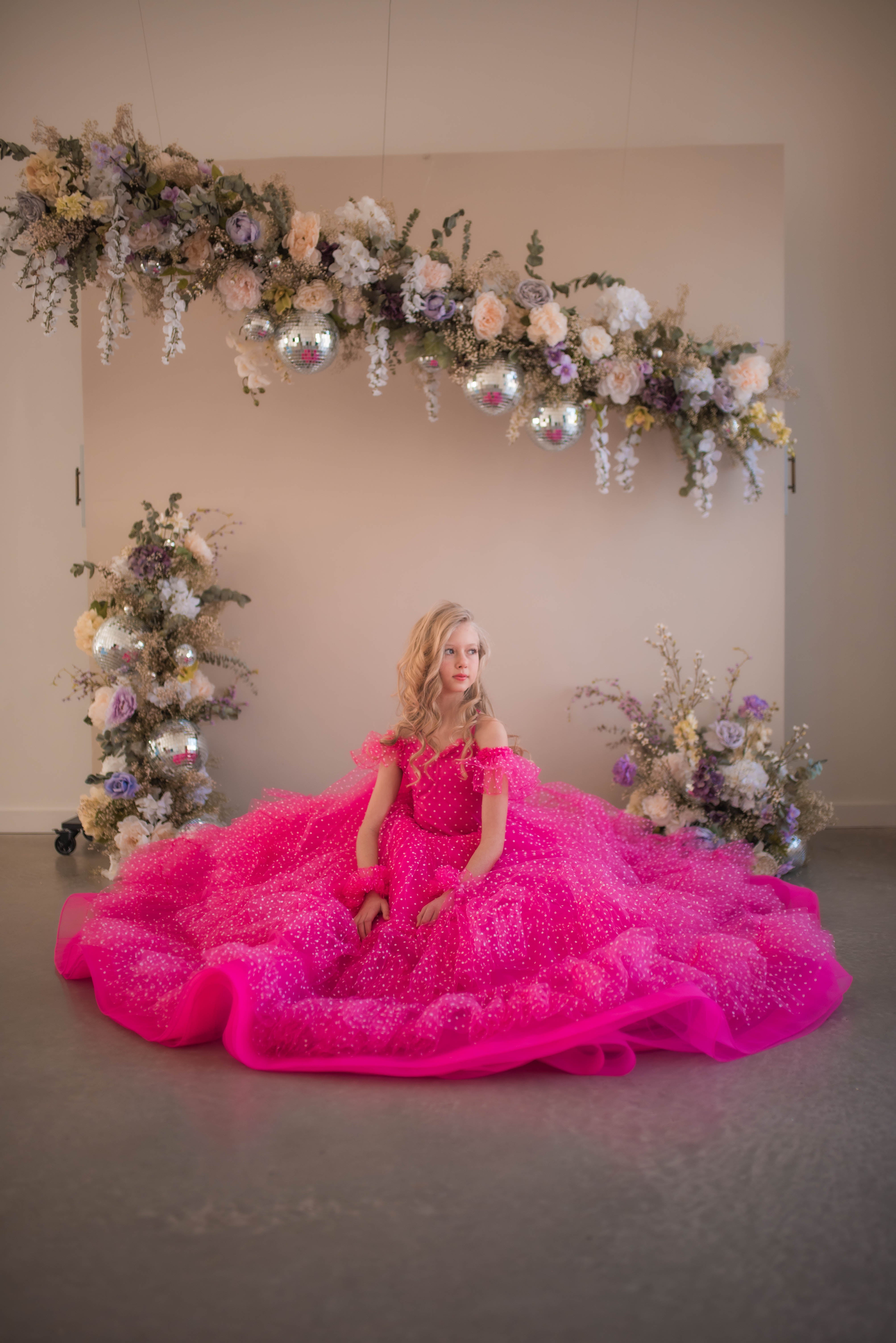 Swish Dots Couture Gown -pink- Floor length dress (12 Year - 14 Year)