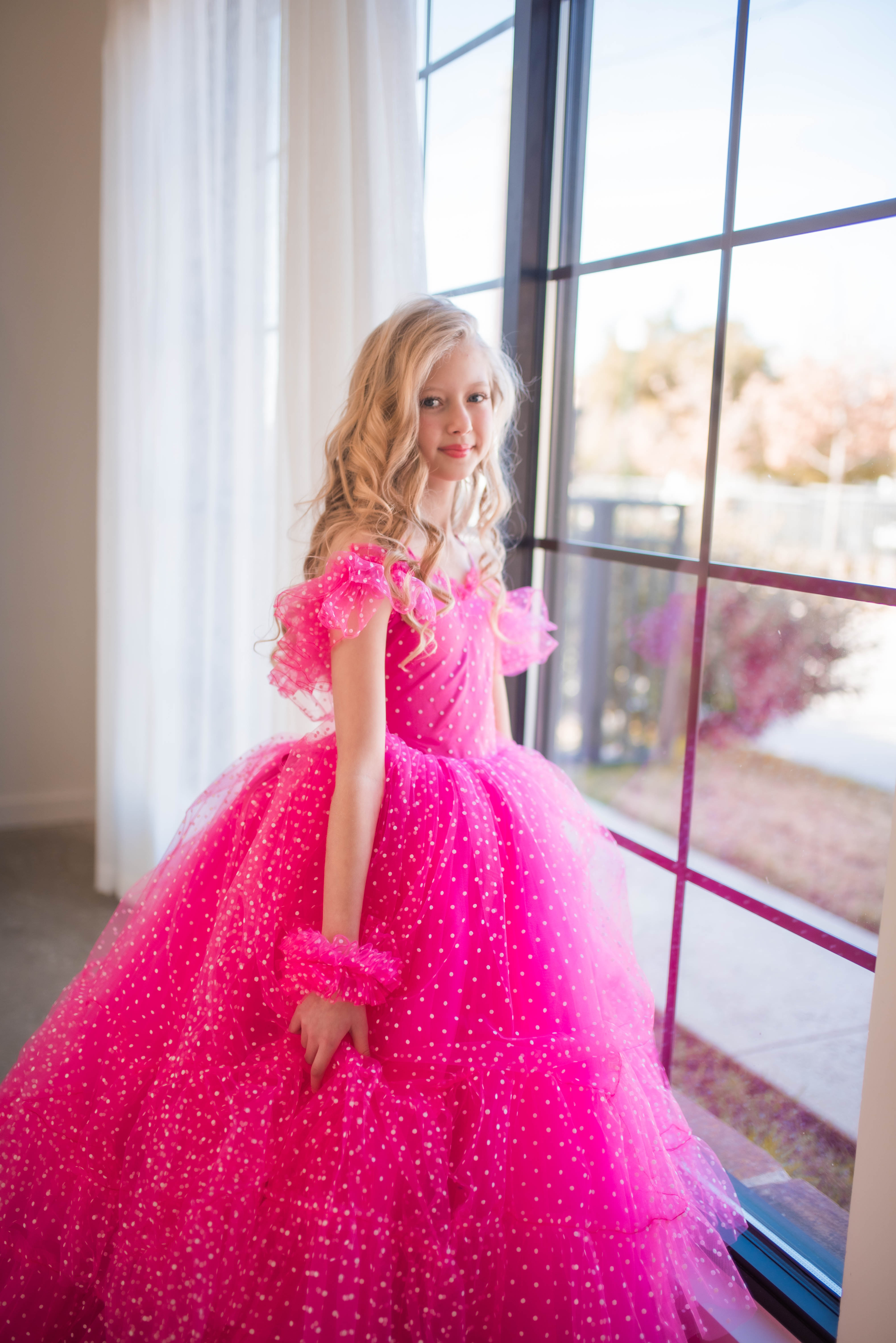 Swish Dots Couture Gown -pink- Floor length dress (12 Year - 14 Year)