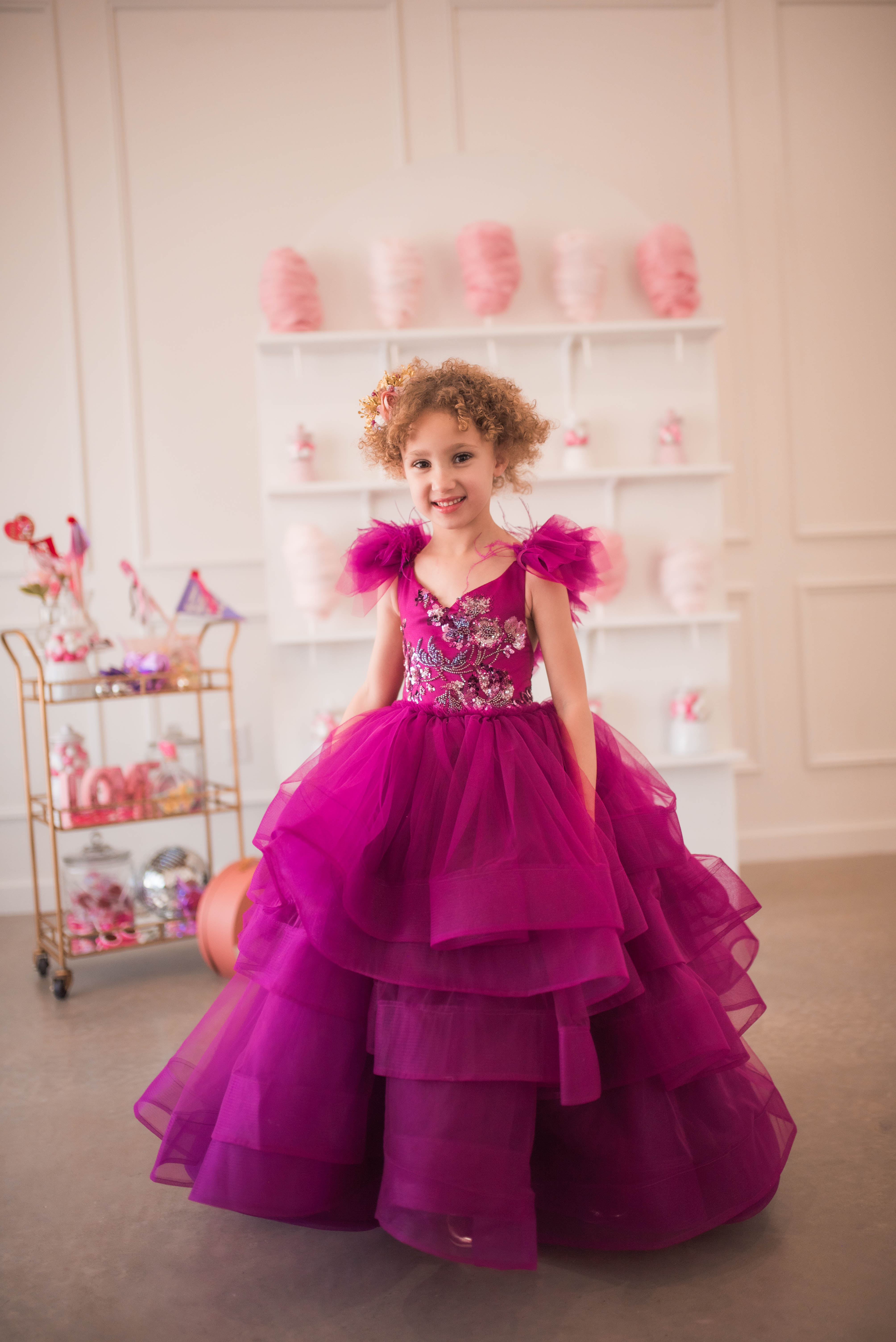 "Dazzling Merlot" -Toddler Floor Length Gown - (3-5 year)