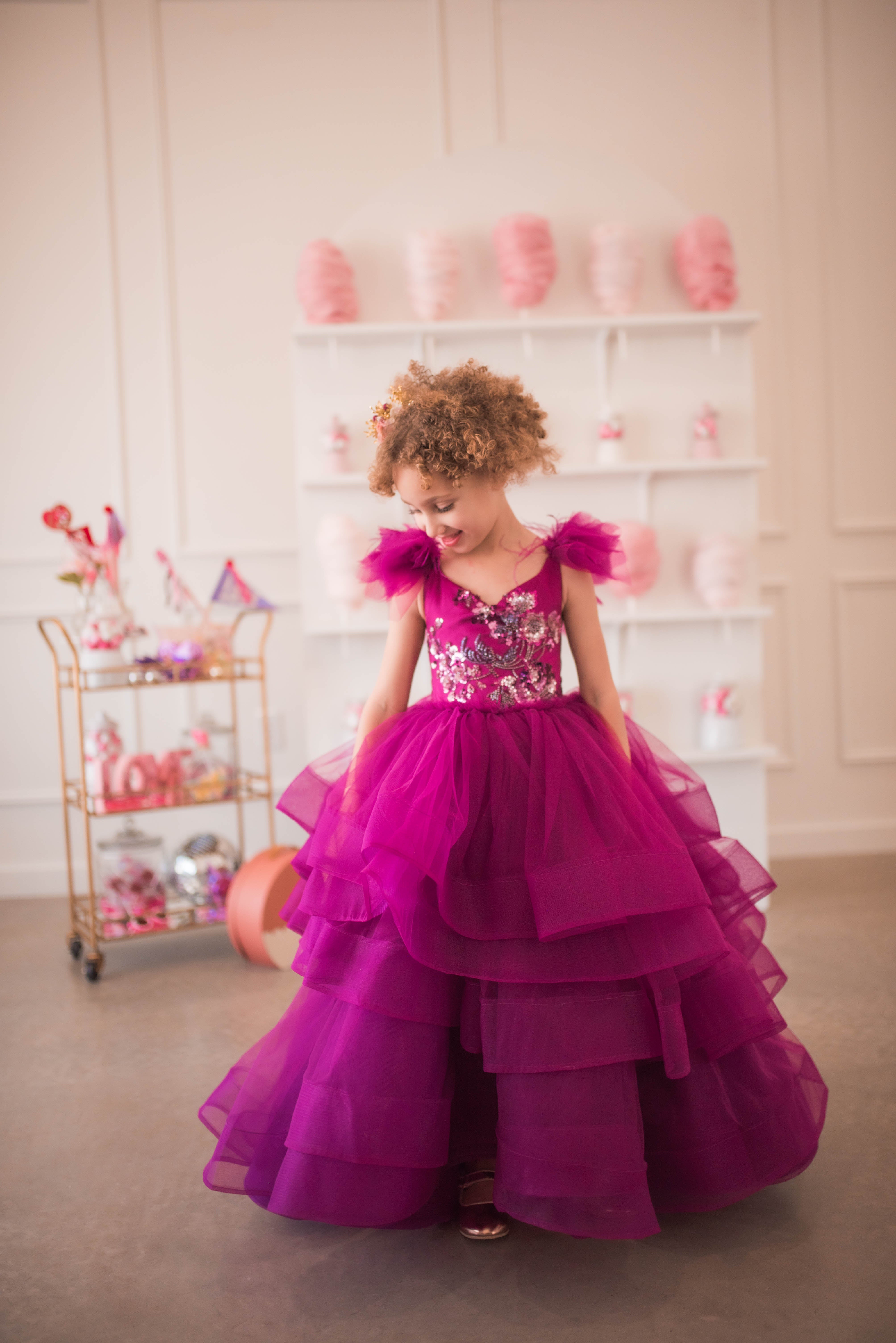 "Dazzling Merlot" -Toddler Floor Length Gown - (3-5 year)