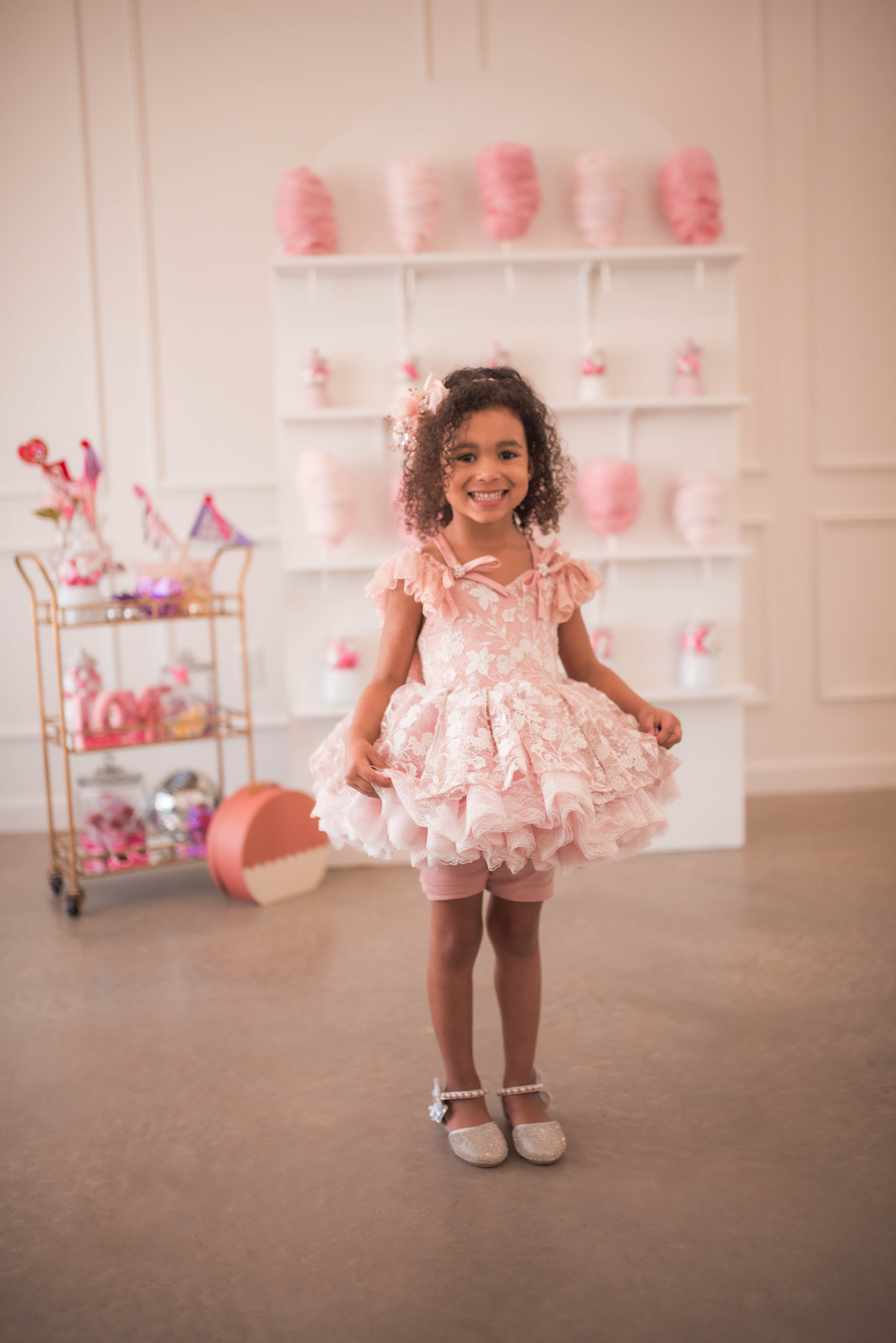 "Dentelle Rose" - Petal length dress+ Knee length Bloomer shorts ( 2 Year - Petite 4)