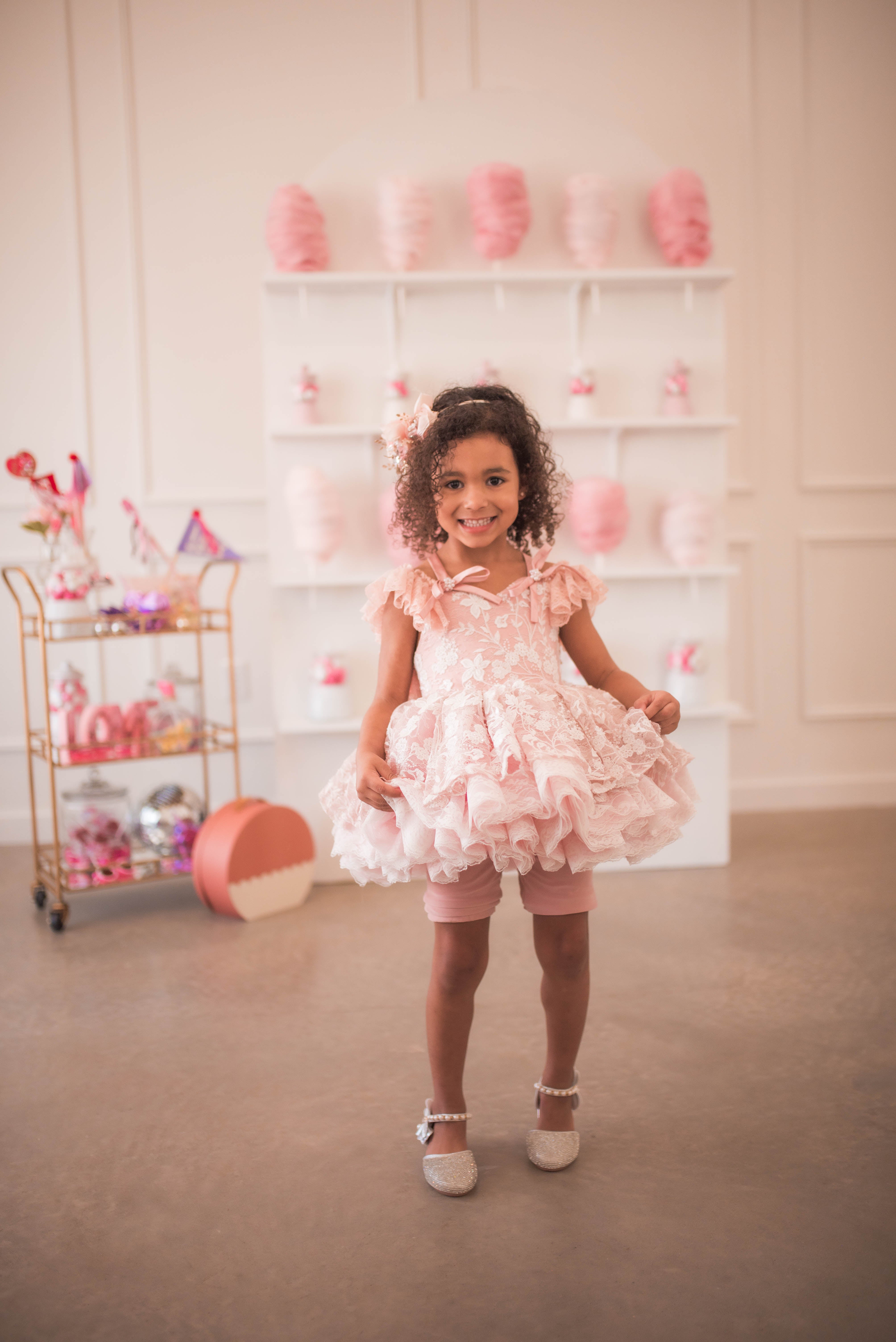 "Dentelle Rose" - Petal length dress+ Knee length Bloomer shorts ( 2 Year - Petite 4)