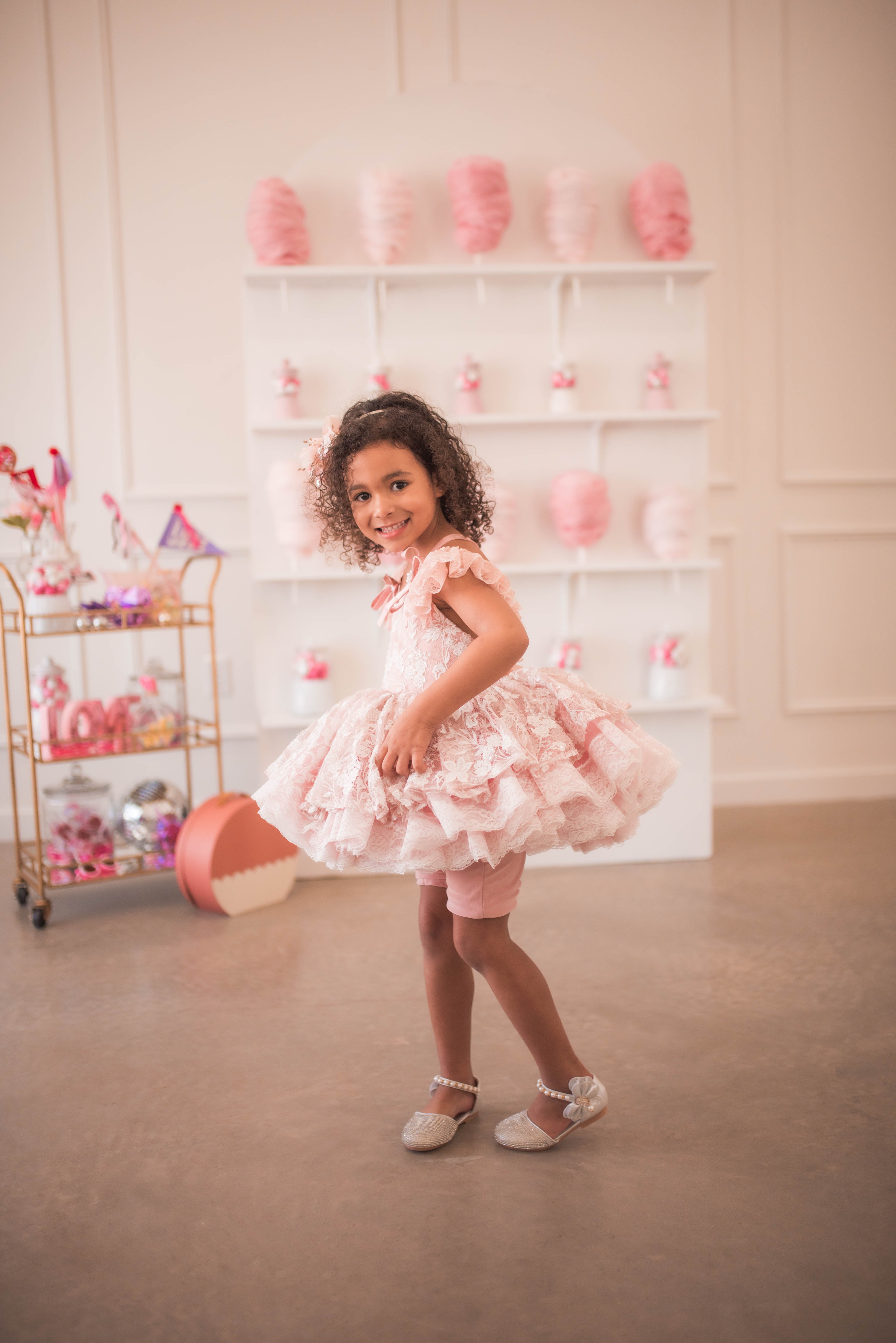 "Dentelle Rose" - Petal length dress+ Knee length Bloomer shorts ( 2 Year - Petite 4)