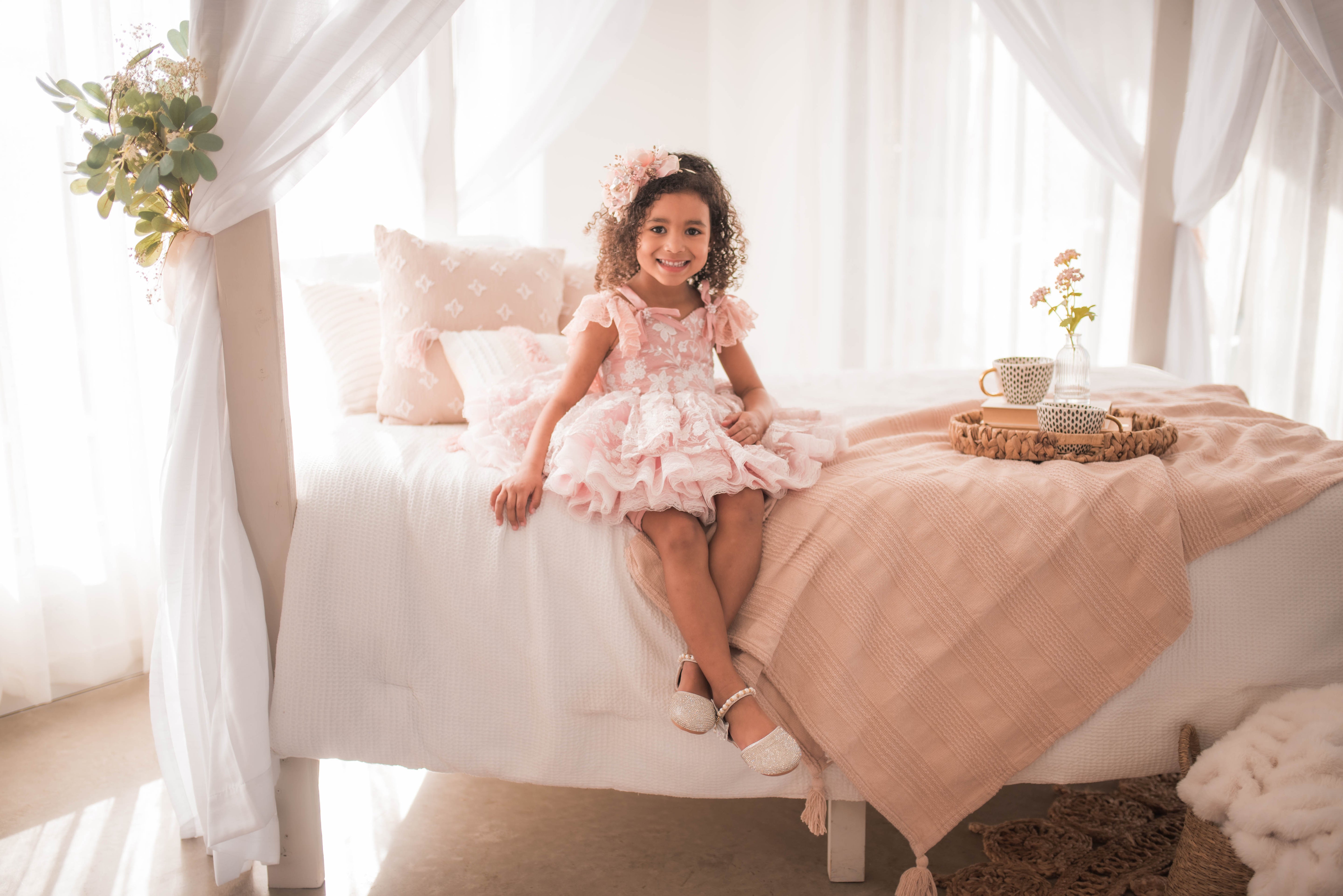 "Dentelle Rose" - Petal length dress+ Knee length Bloomer shorts ( 2 Year - Petite 4)