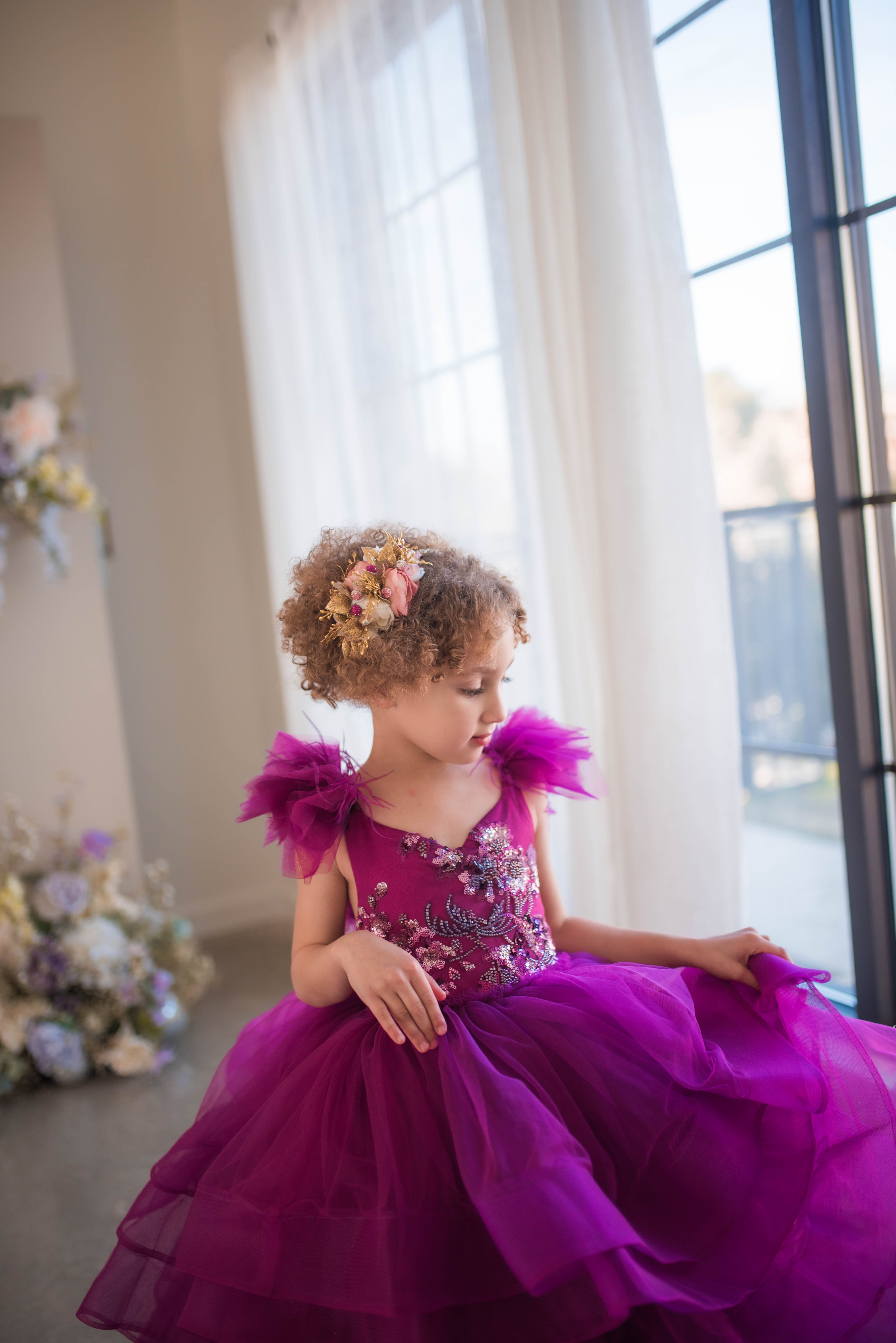 "Dazzling Merlot" -Toddler Floor Length Gown - (3-5 year)
