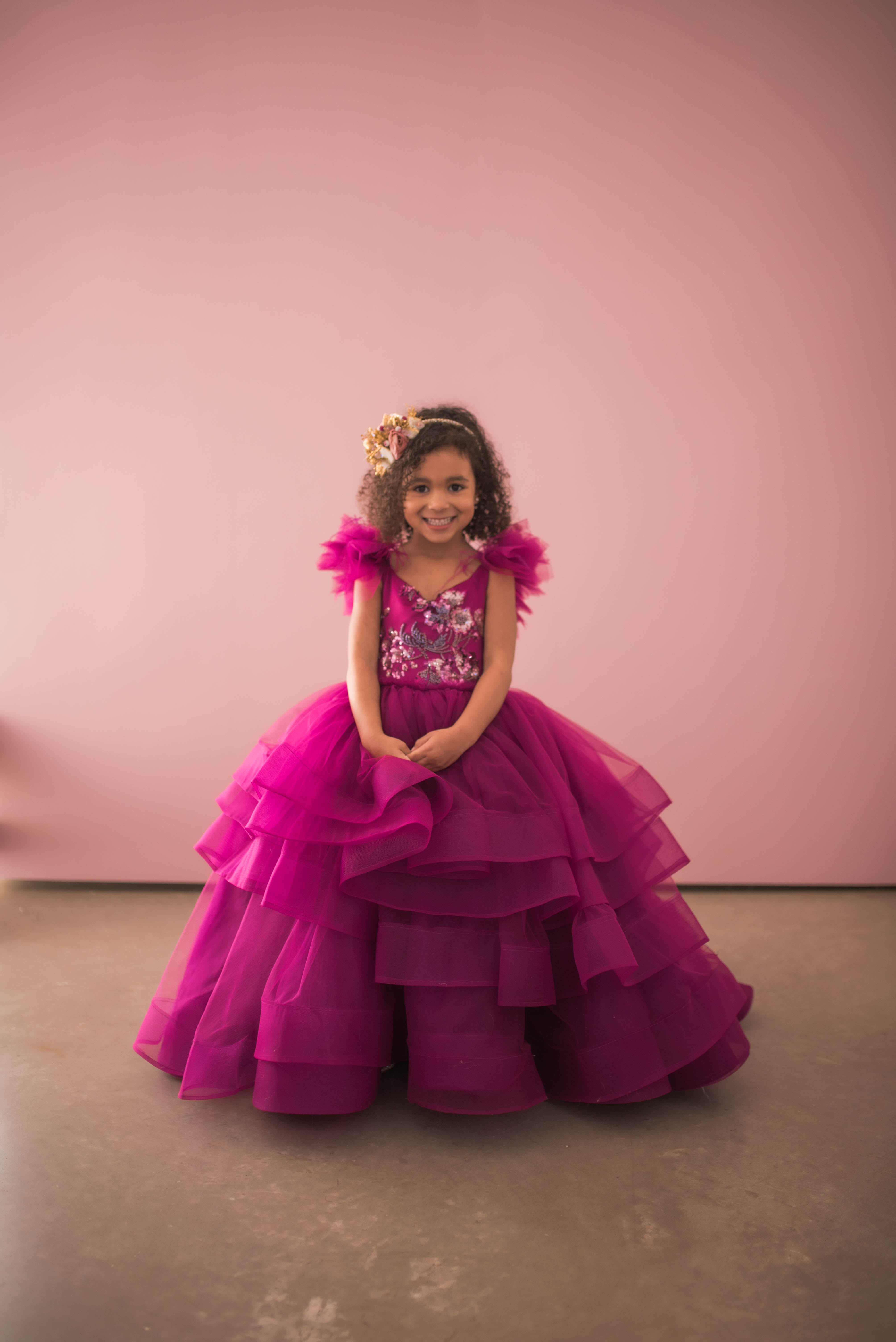 "Dazzling Merlot" -Toddler Floor Length Gown - (3-5 year)