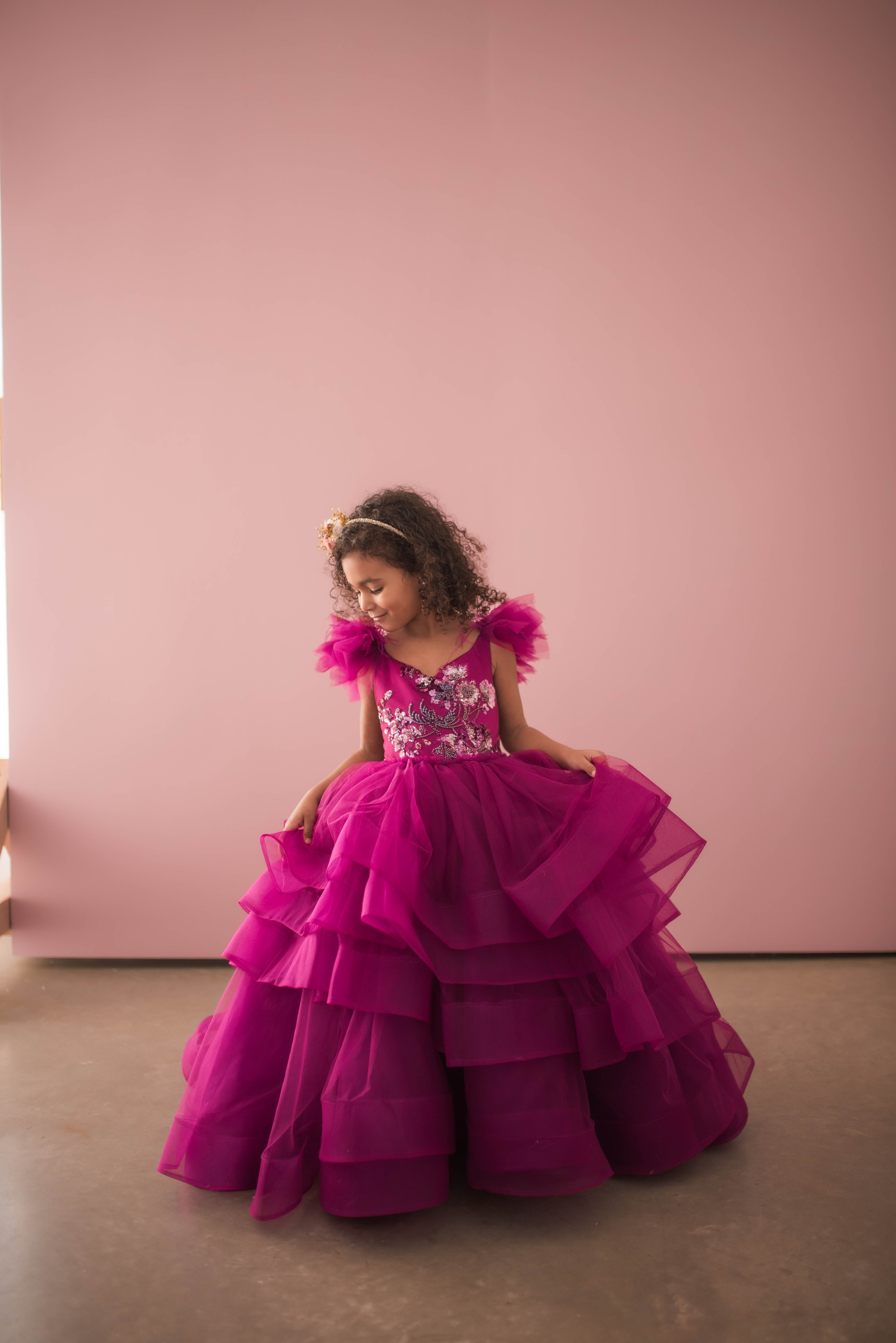 "Dazzling Merlot" -Toddler Floor Length Gown - (3-5 year)