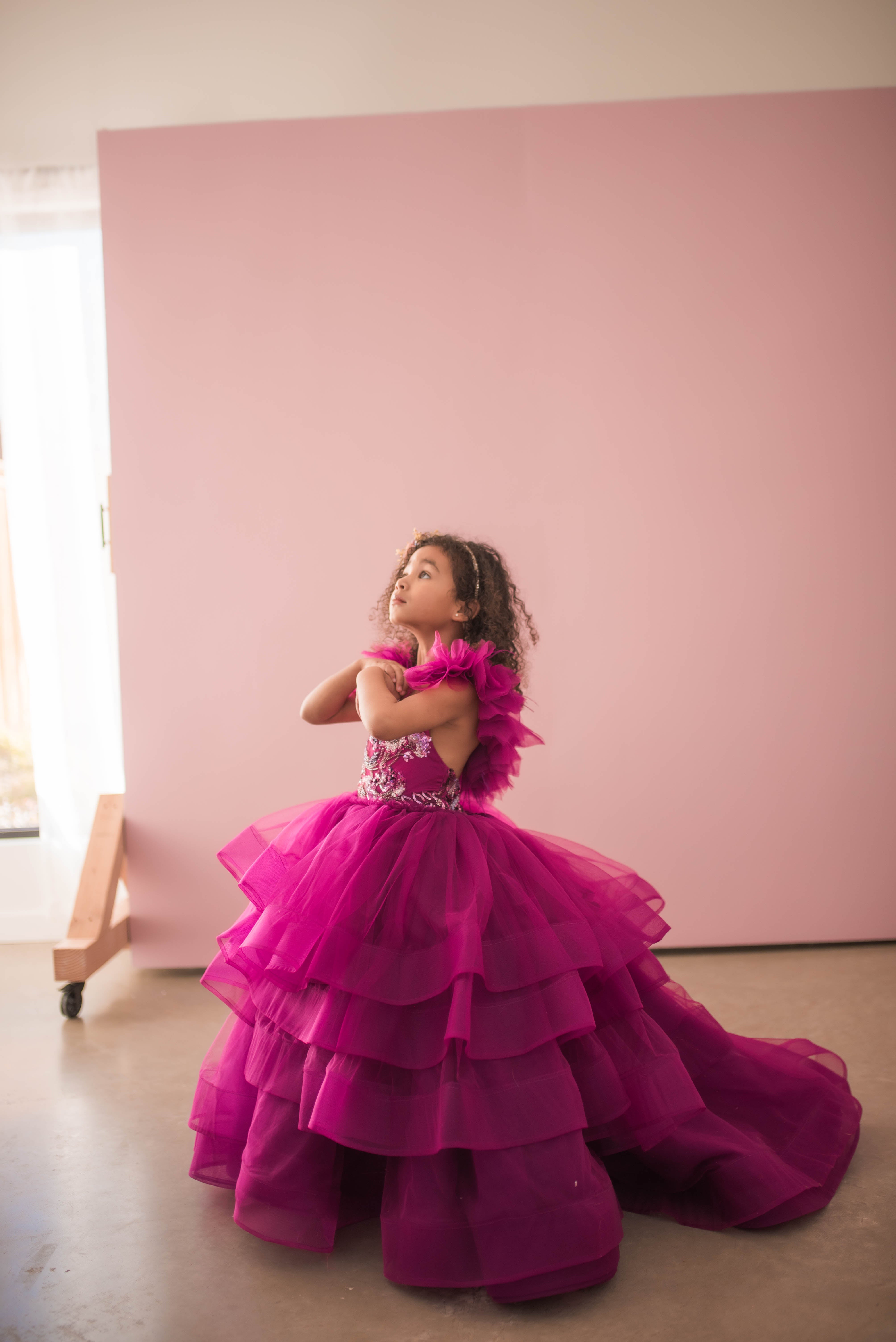 "Dazzling Merlot" -Toddler Floor Length Gown - (3-5 year)