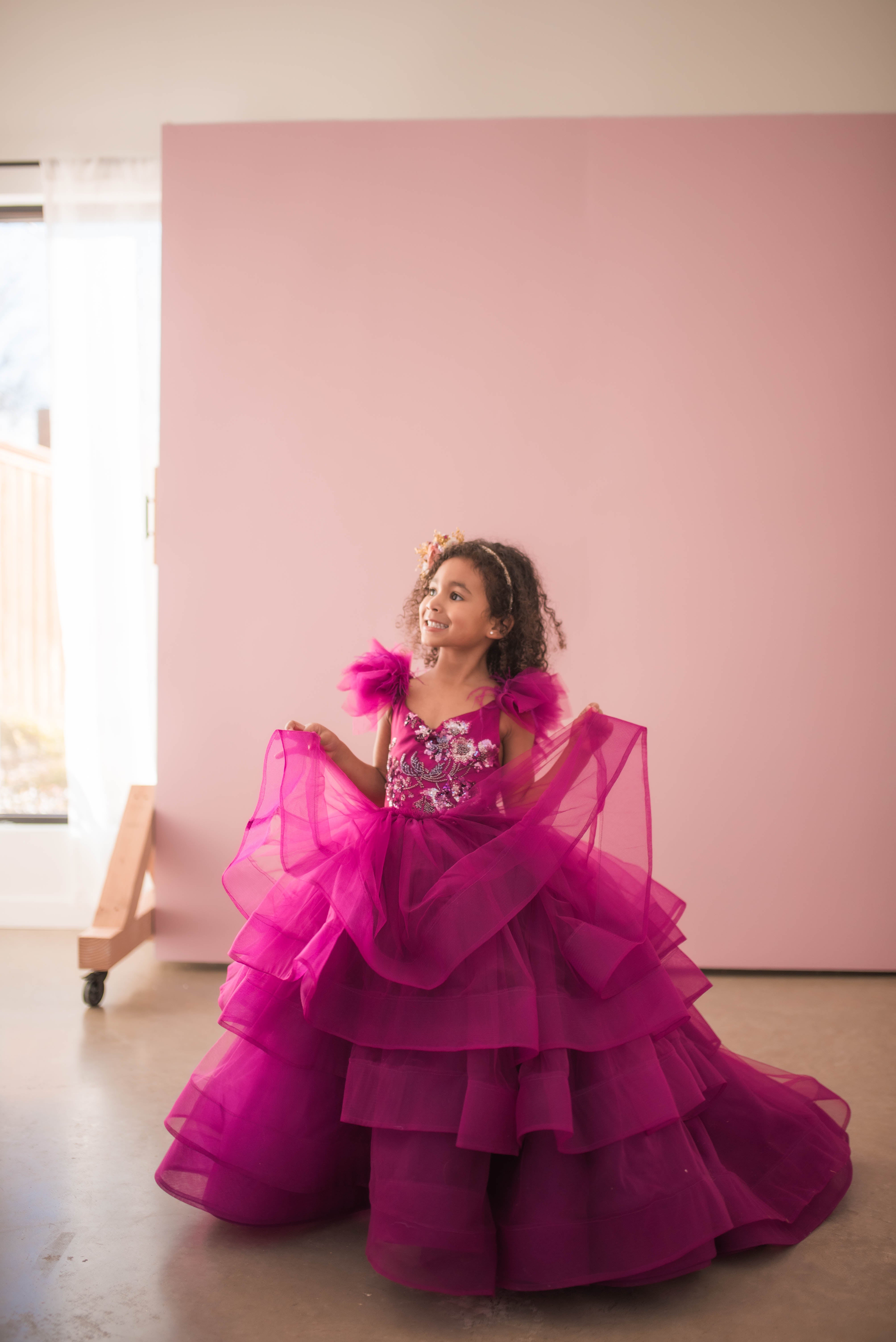 "Dazzling Merlot" -Toddler Floor Length Gown - (3-5 year)