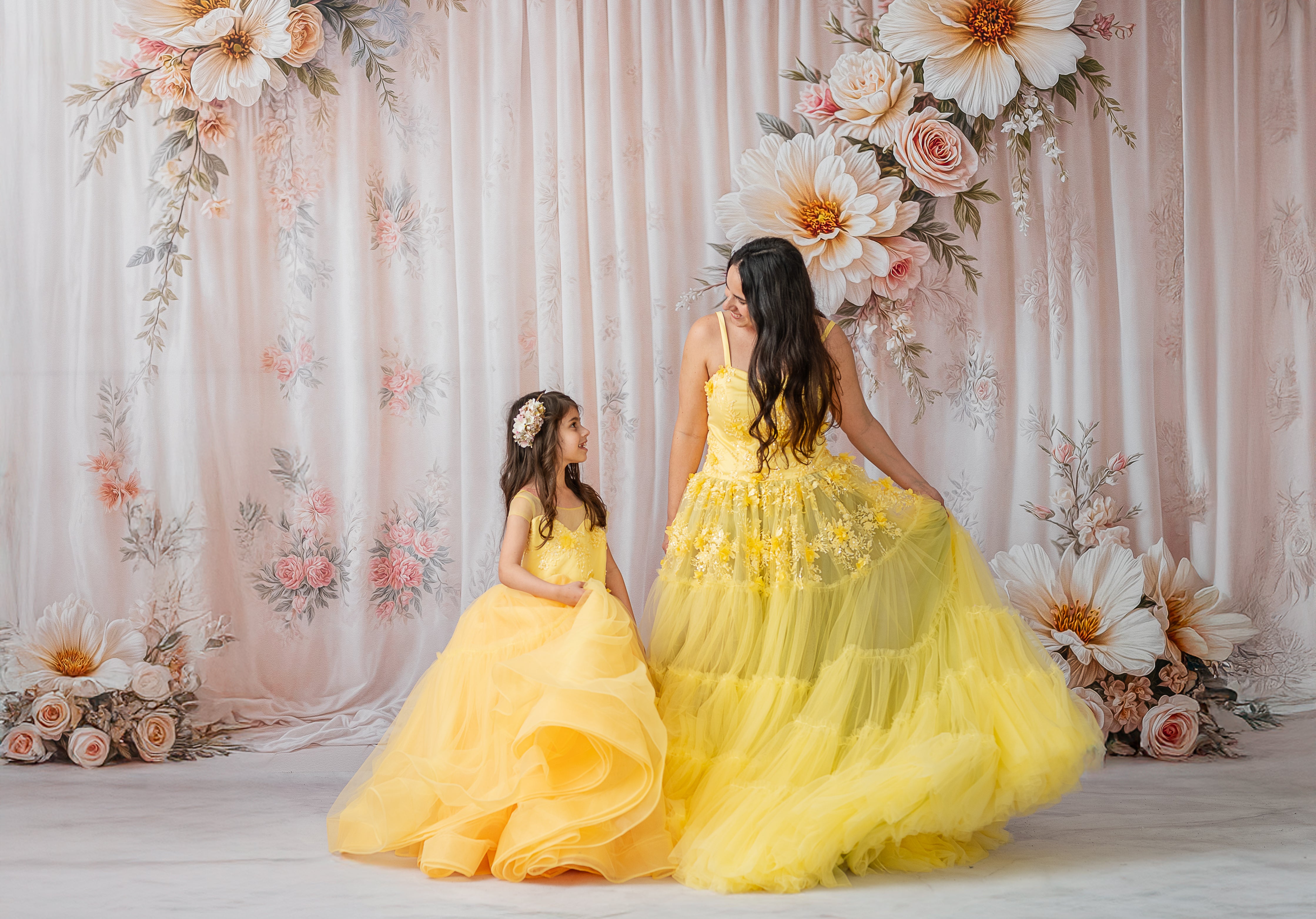 "Layers of soft bridal tulle creating a voluminous effect in the Buttercup gown."
