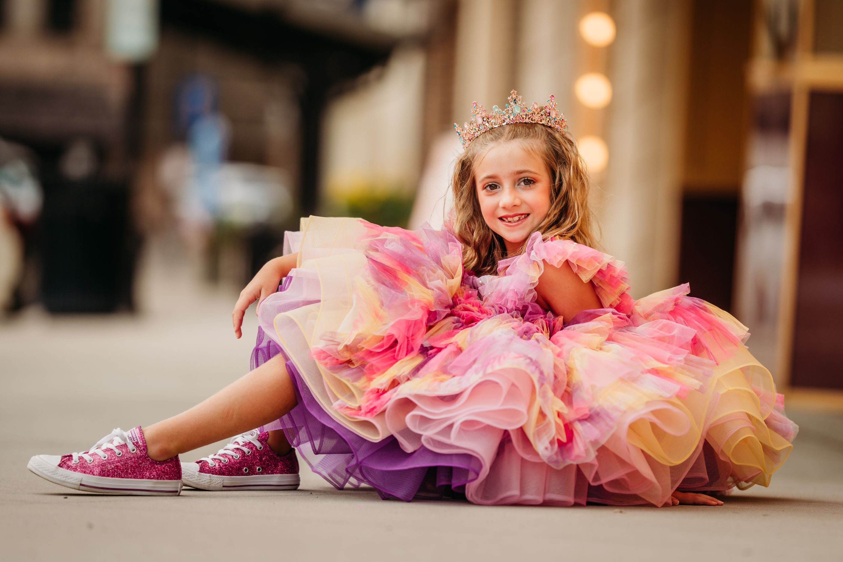 "Sunset Sorbet" petal Length Dress ( 6 Year - Petite 7 Year)-
