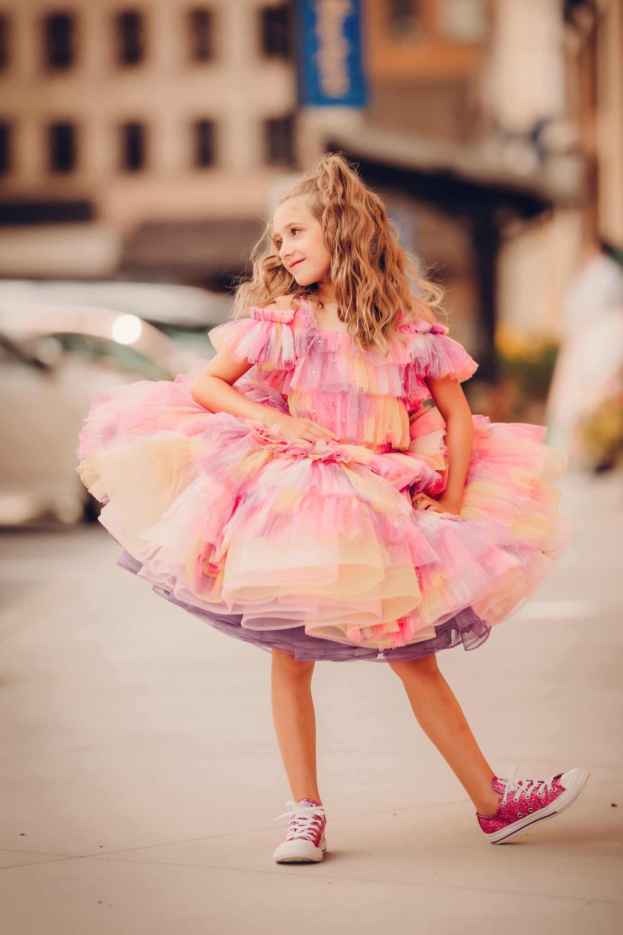 "Sunset Sorbet" petal Length Dress ( 6 Year - Petite 7 Year)-