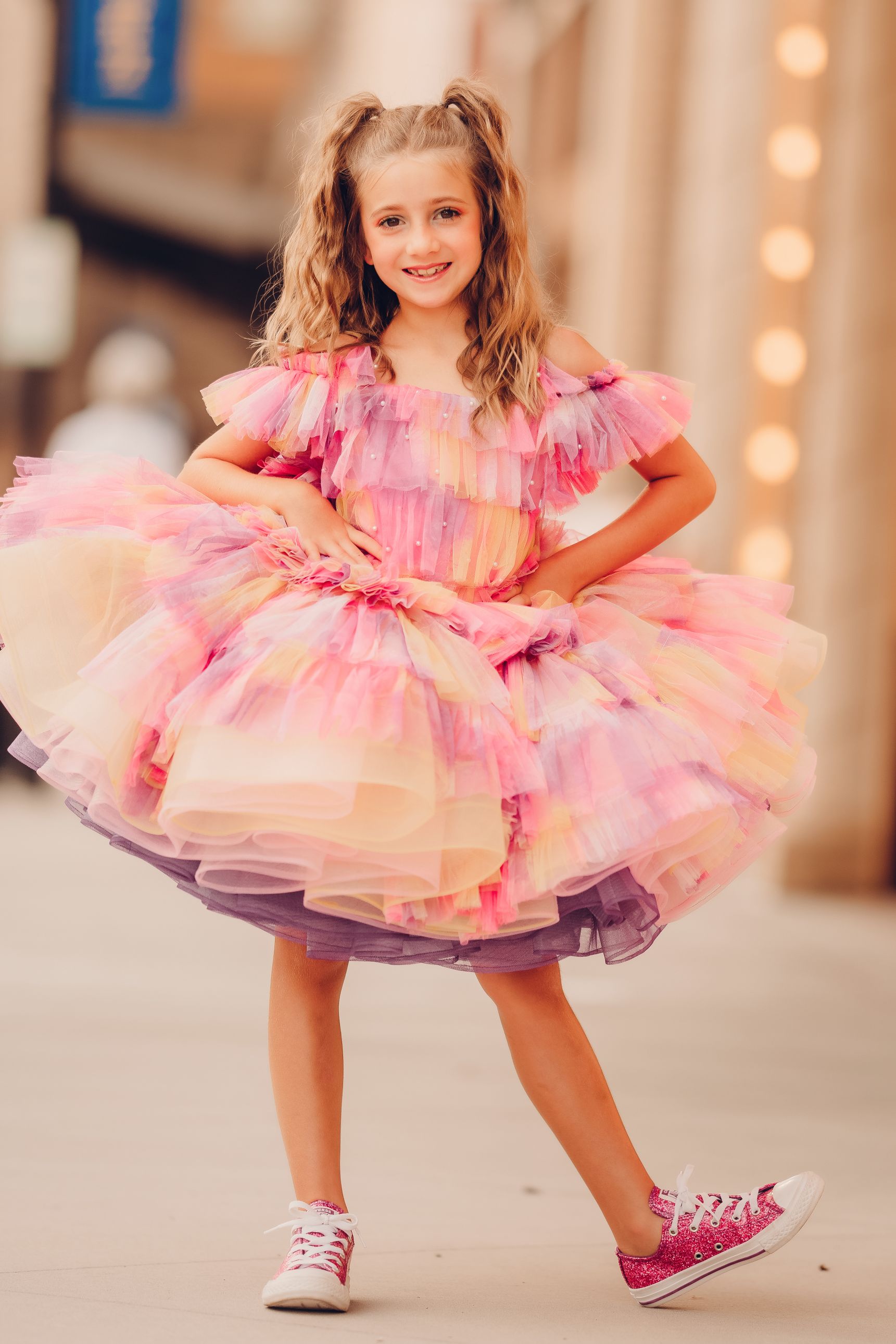 "Sunset Sorbet" petal Length Dress ( 6 Year - Petite 7 Year)-