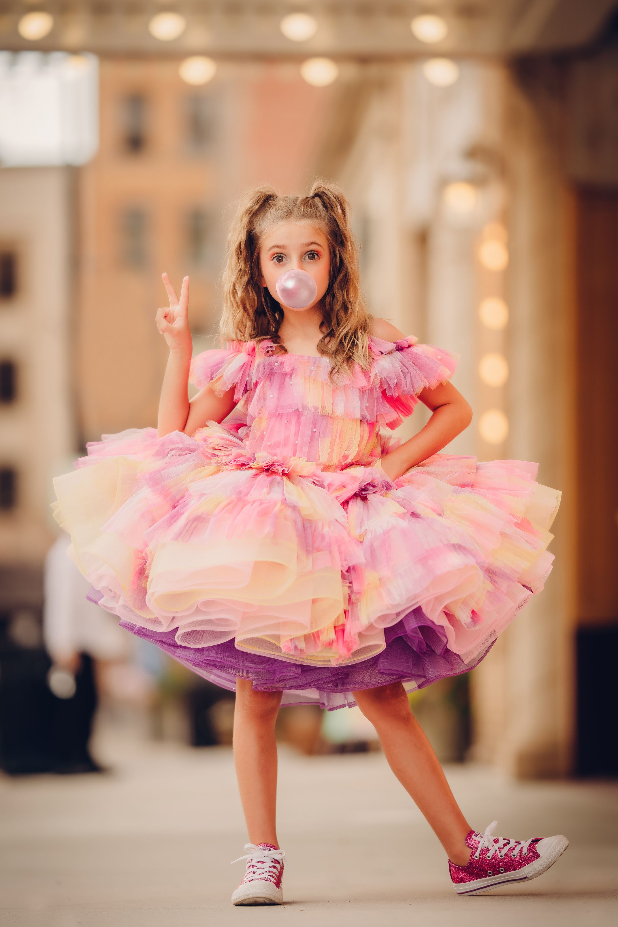 "Sunset Sorbet" petal Length Dress ( 6 Year - Petite 7 Year)-