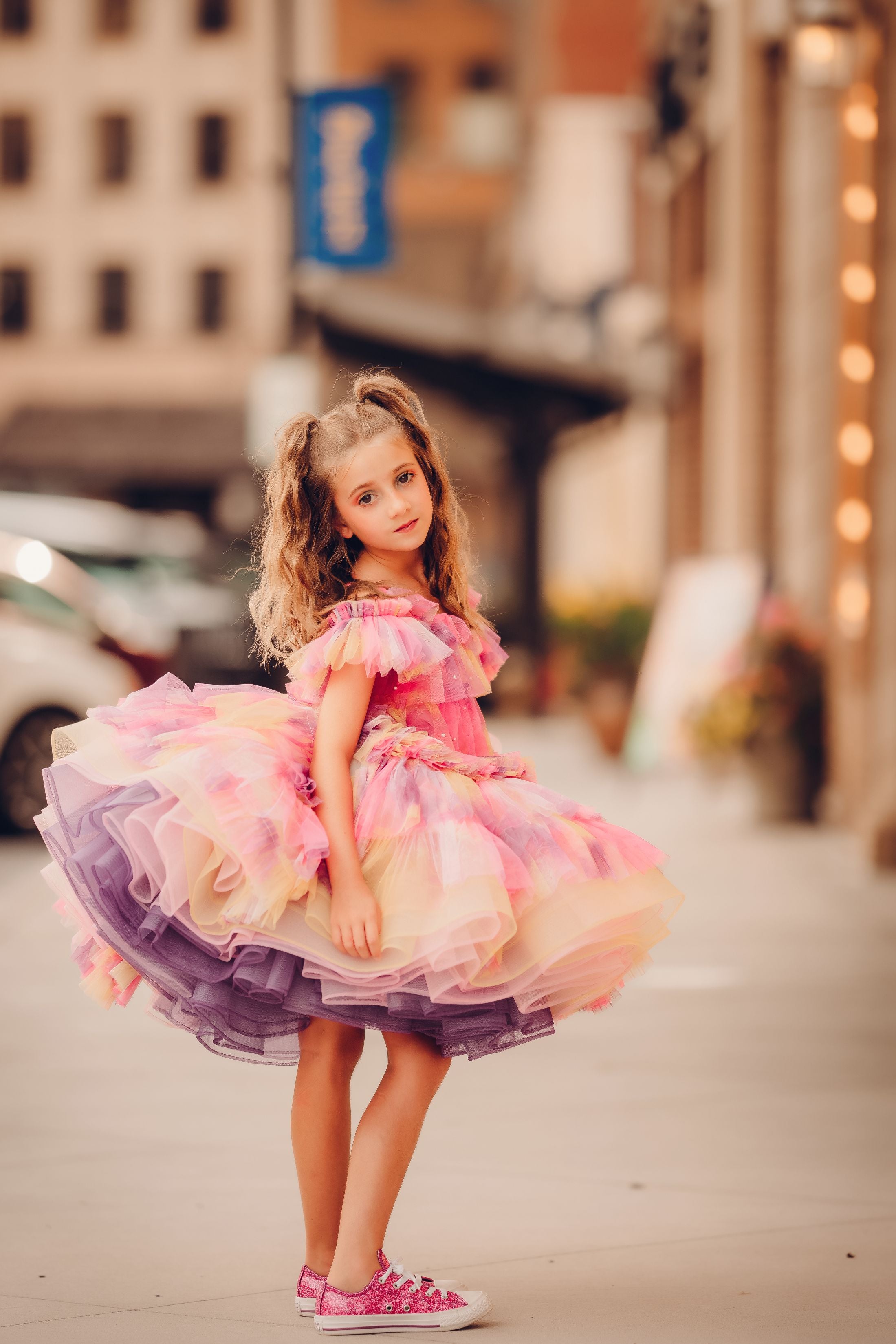 "Sunset Sorbet" petal Length Dress ( 6 Year - Petite 7 Year)-