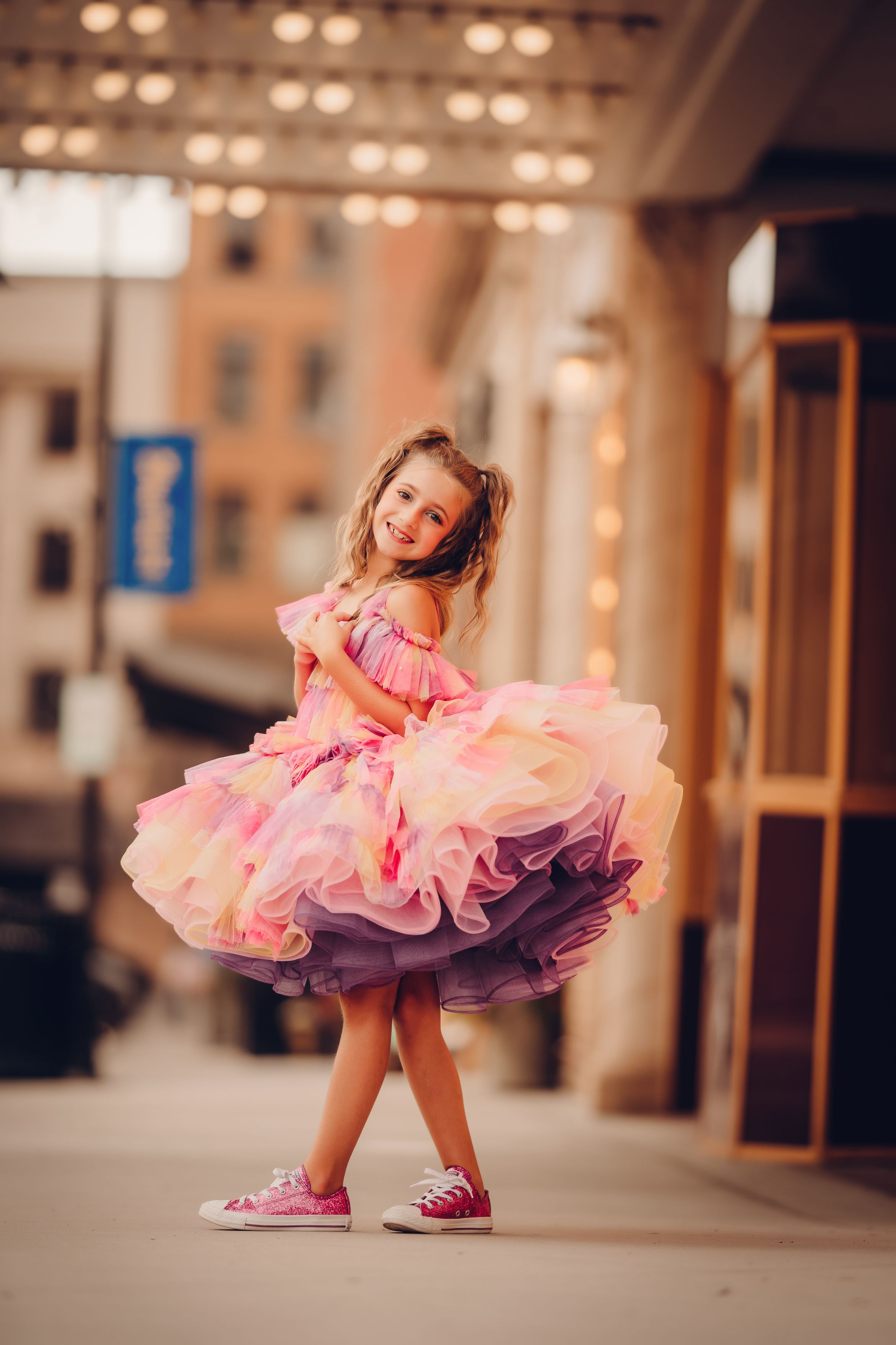 "Sunset Sorbet" petal Length Dress ( 6 Year - Petite 7 Year)-