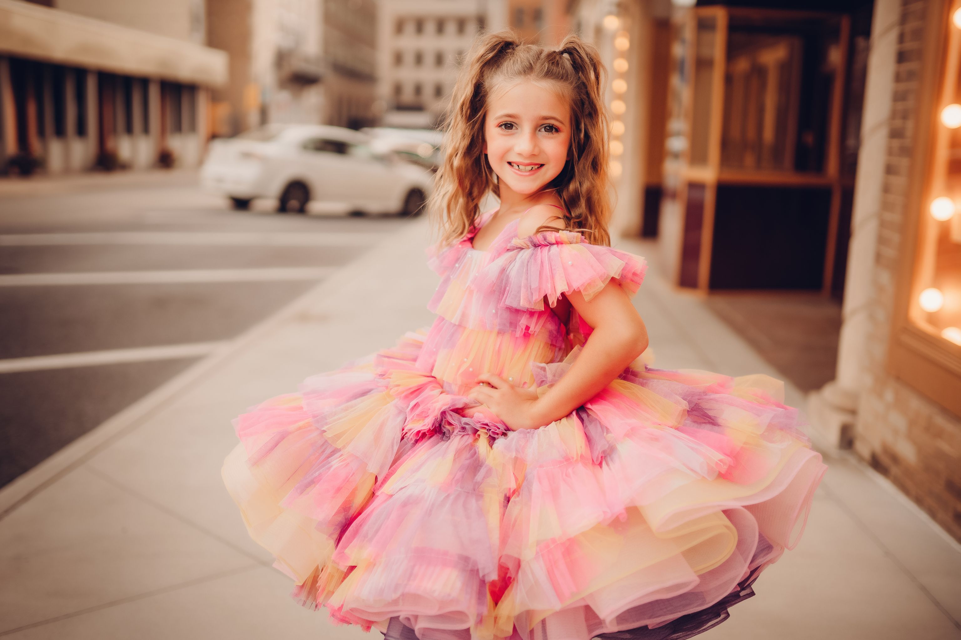 "Sunset Sorbet" petal Length Dress ( 6 Year - Petite 7 Year)-