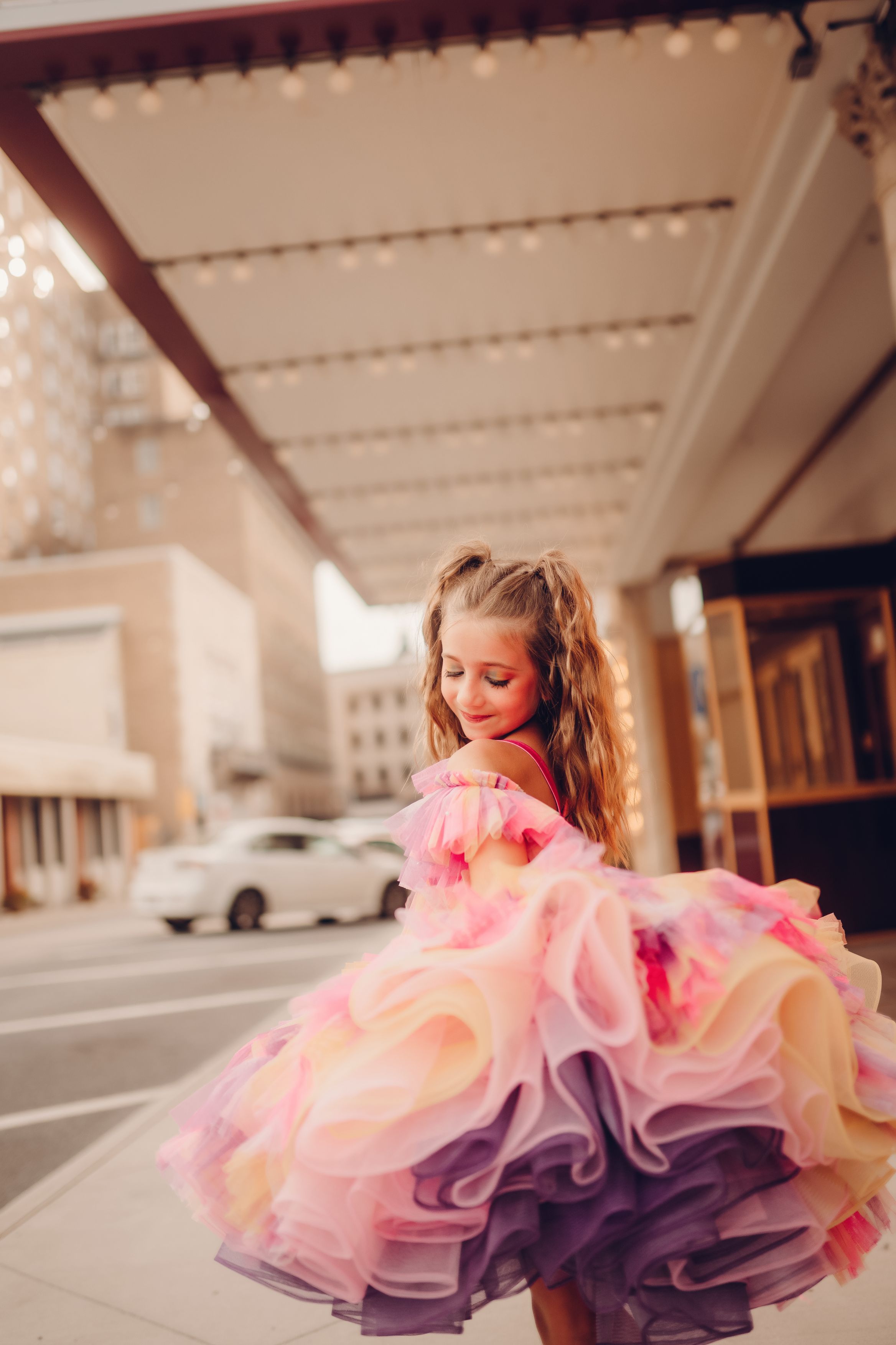 "Sunset Sorbet" petal Length Dress ( 6 Year - Petite 7 Year)-