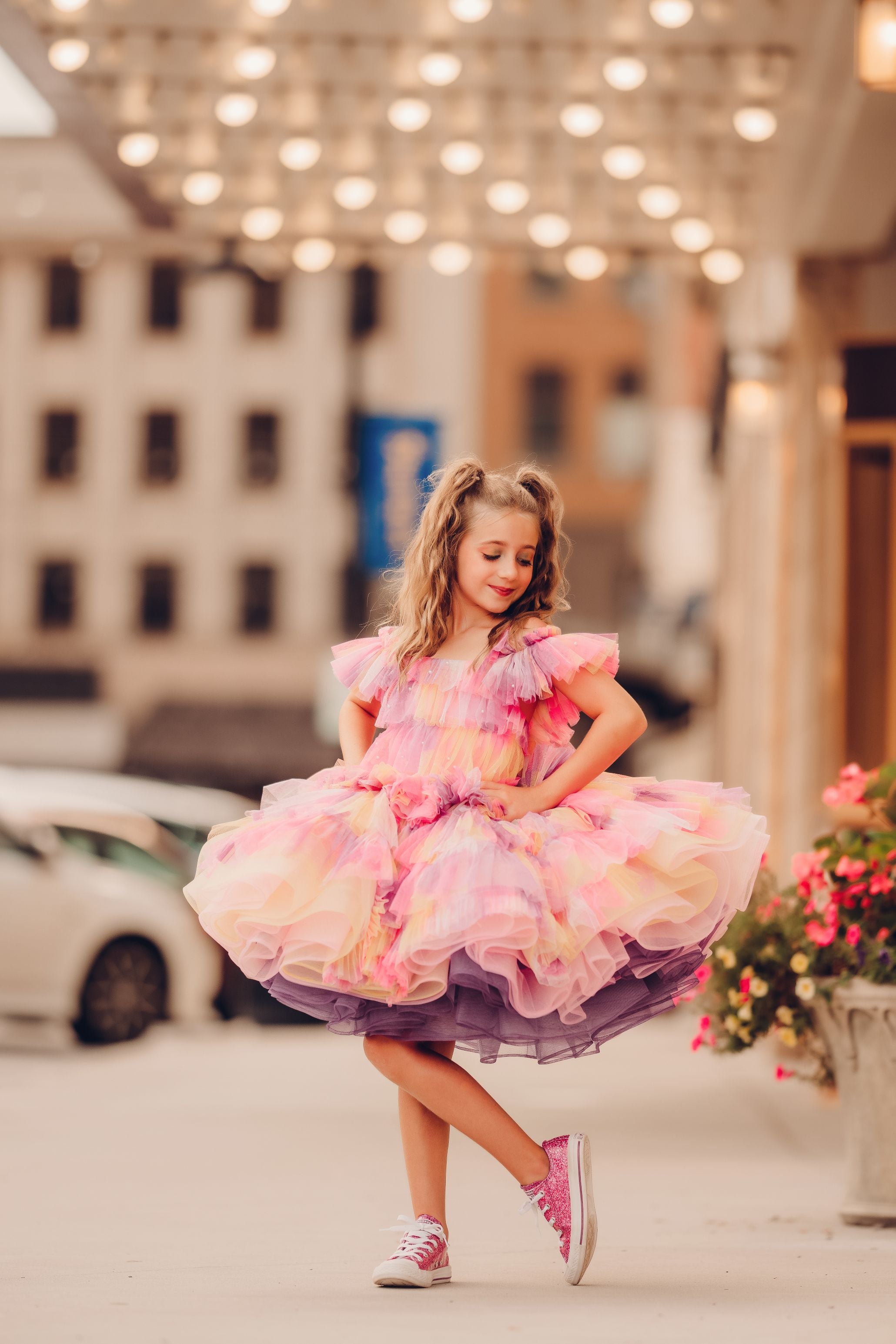 "Sunset Sorbet" petal Length Dress ( 6 Year - Petite 7 Year)-