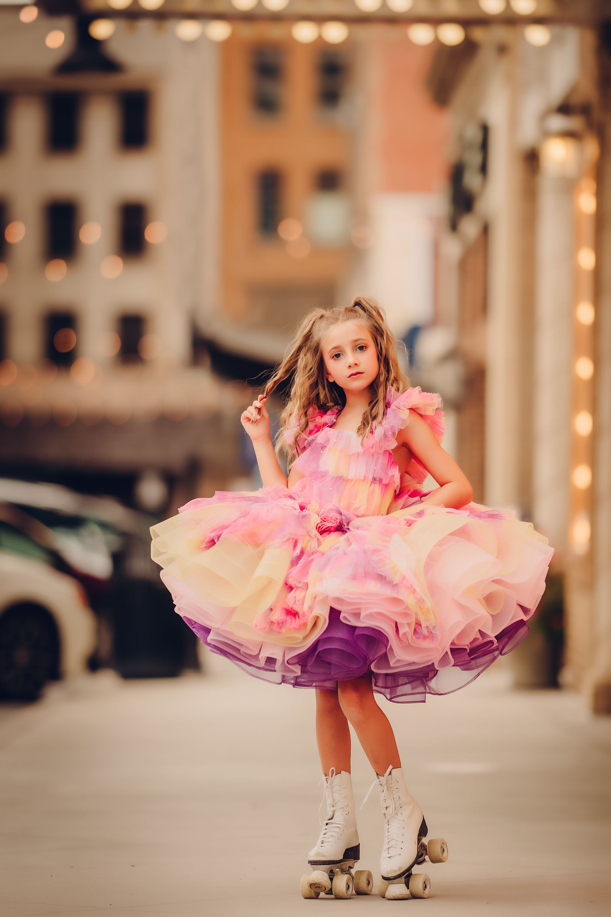 "Sunset Sorbet" petal Length Dress ( 6 Year - Petite 7 Year)-