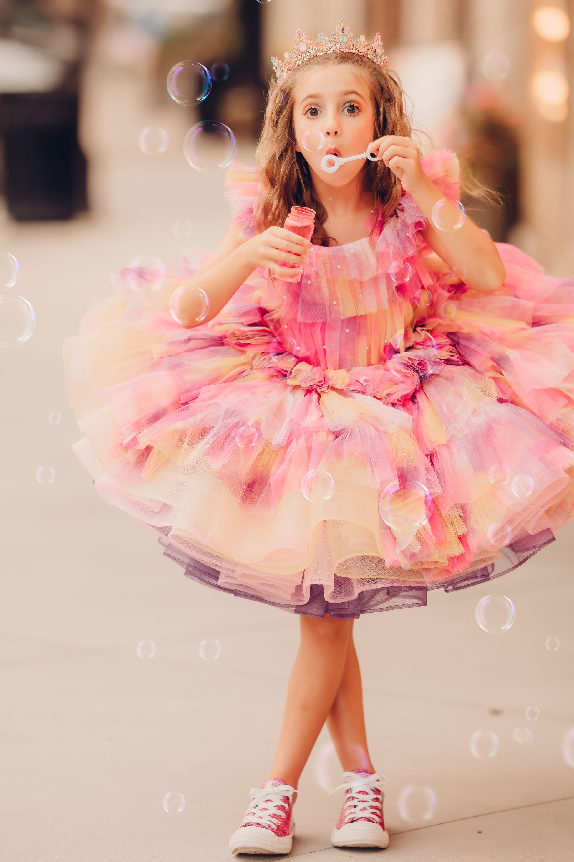 "Sunset Sorbet" petal Length Dress ( 6 Year - Petite 7 Year)-
