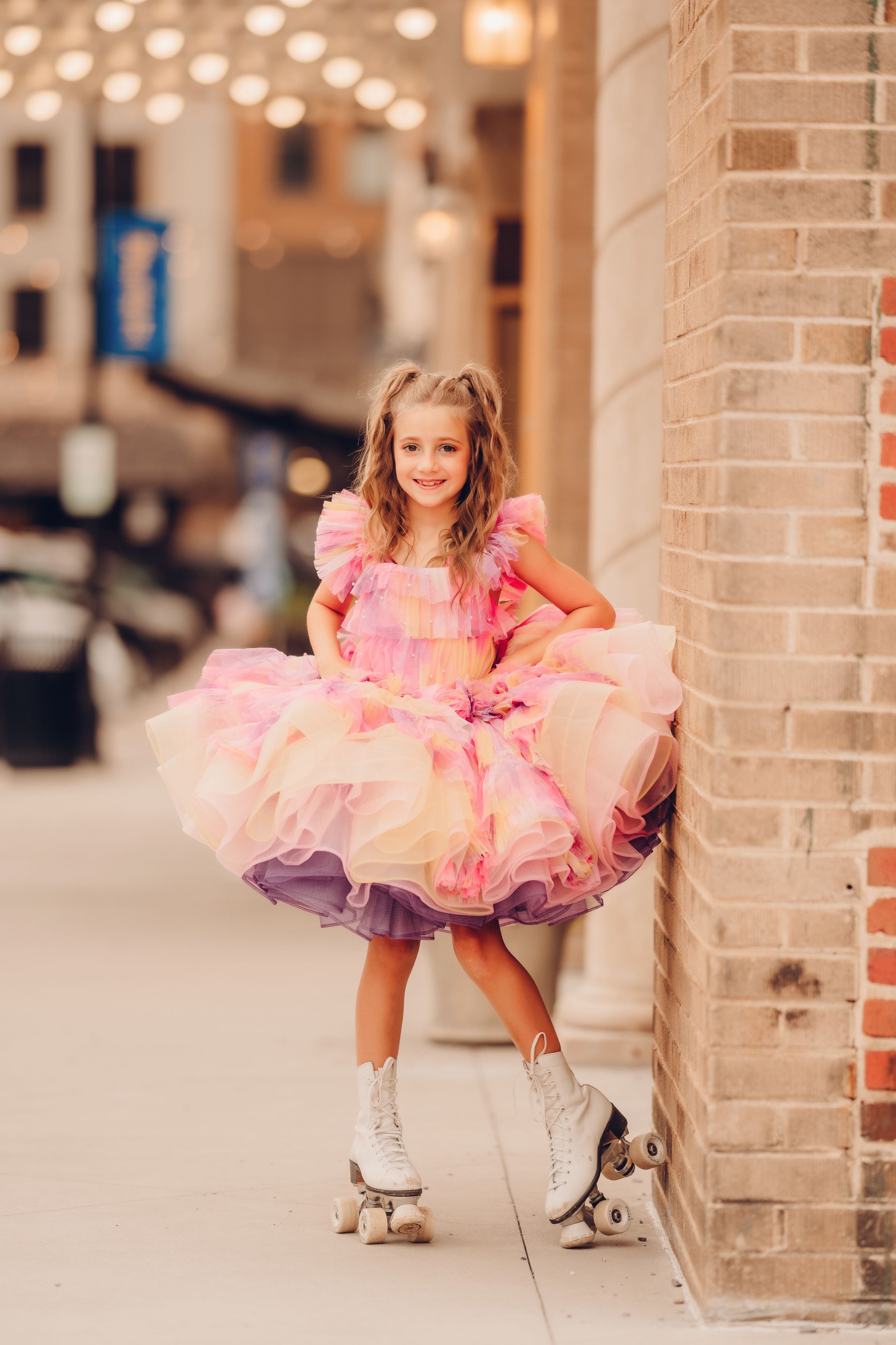 "Sunset Sorbet" petal Length Dress ( 6 Year - Petite 7 Year)-